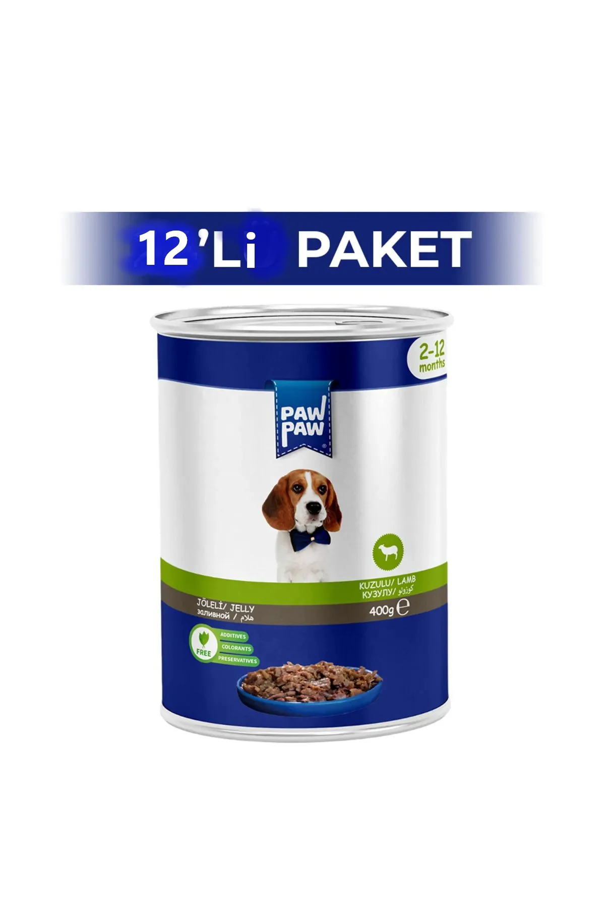 Jelly Kuzulu Yavru Köpek Konserve Maması 400 gr 12 Adet