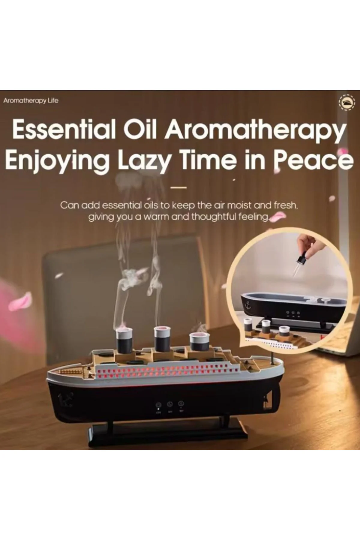 Jellyfish Gemi Tasarimli Aroma Difuzör (LED Efektli) – Şık Masaüstü Buharlaştırıcı