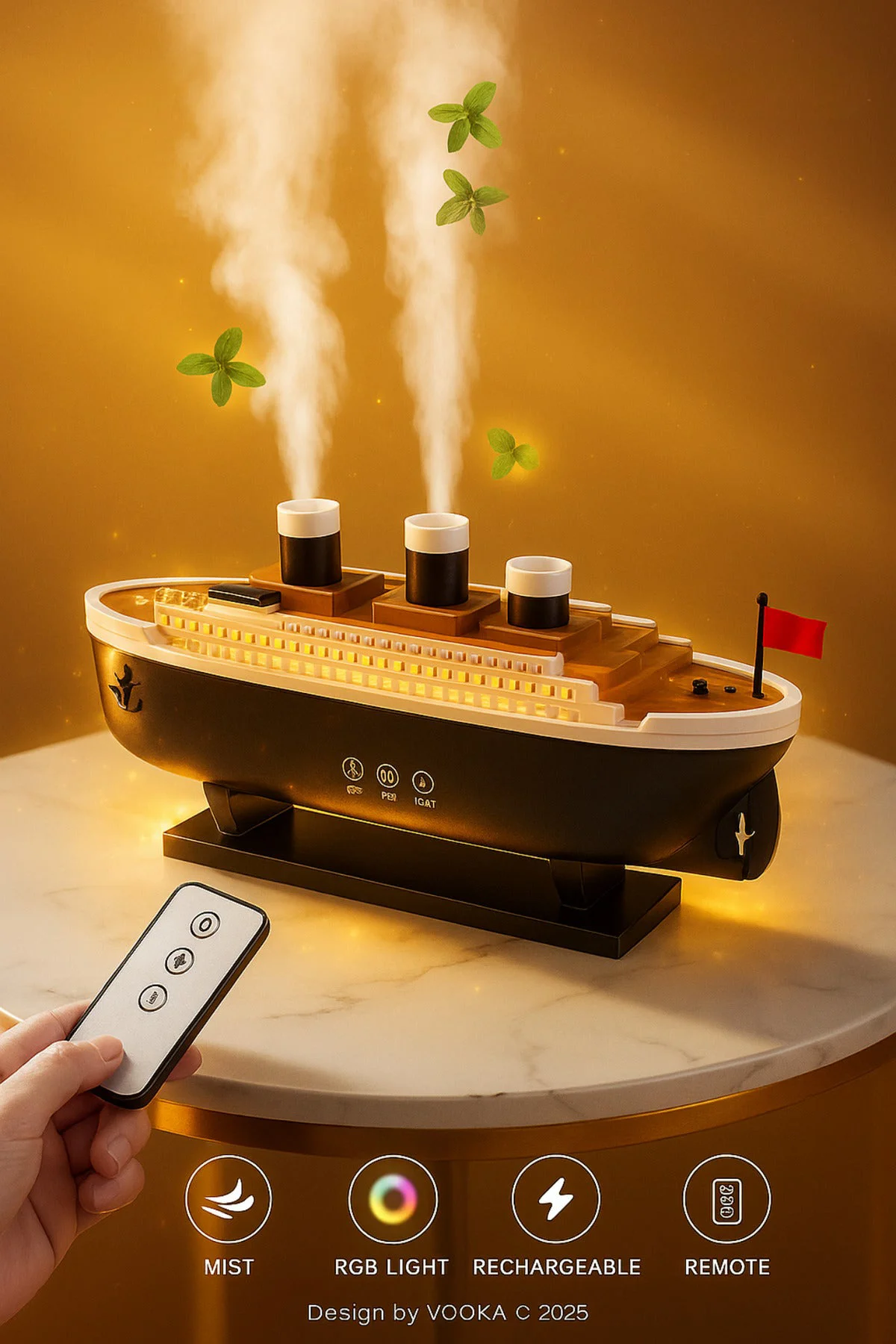Jellyfish Gemi Tasarimli Aroma Difuzör (LED Efektli) – Şık Masaüstü Buharlaştırıcı