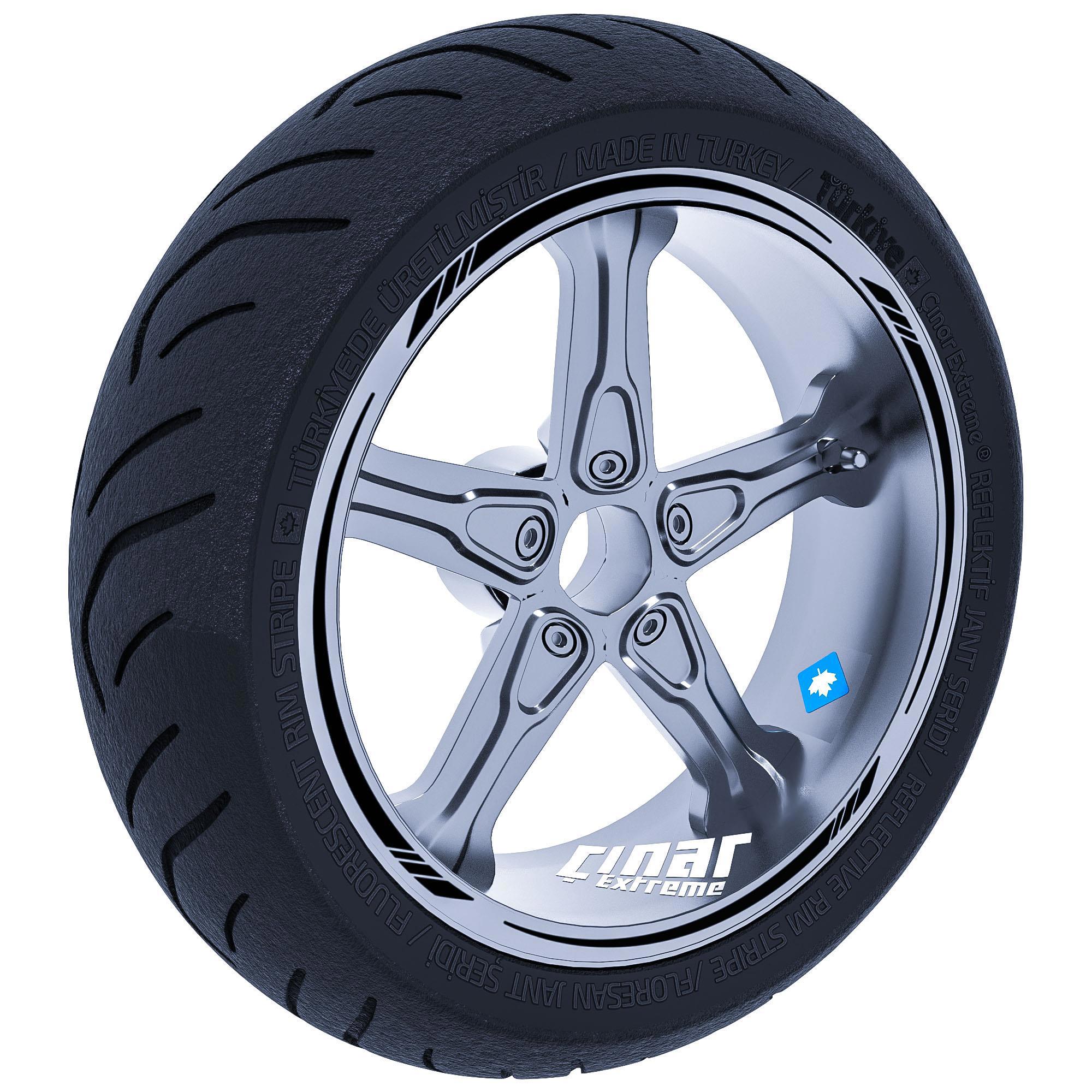 Jet Siyah 4 Parçalı Keskin Jant Şeridi Sticker Çınar Extreme 