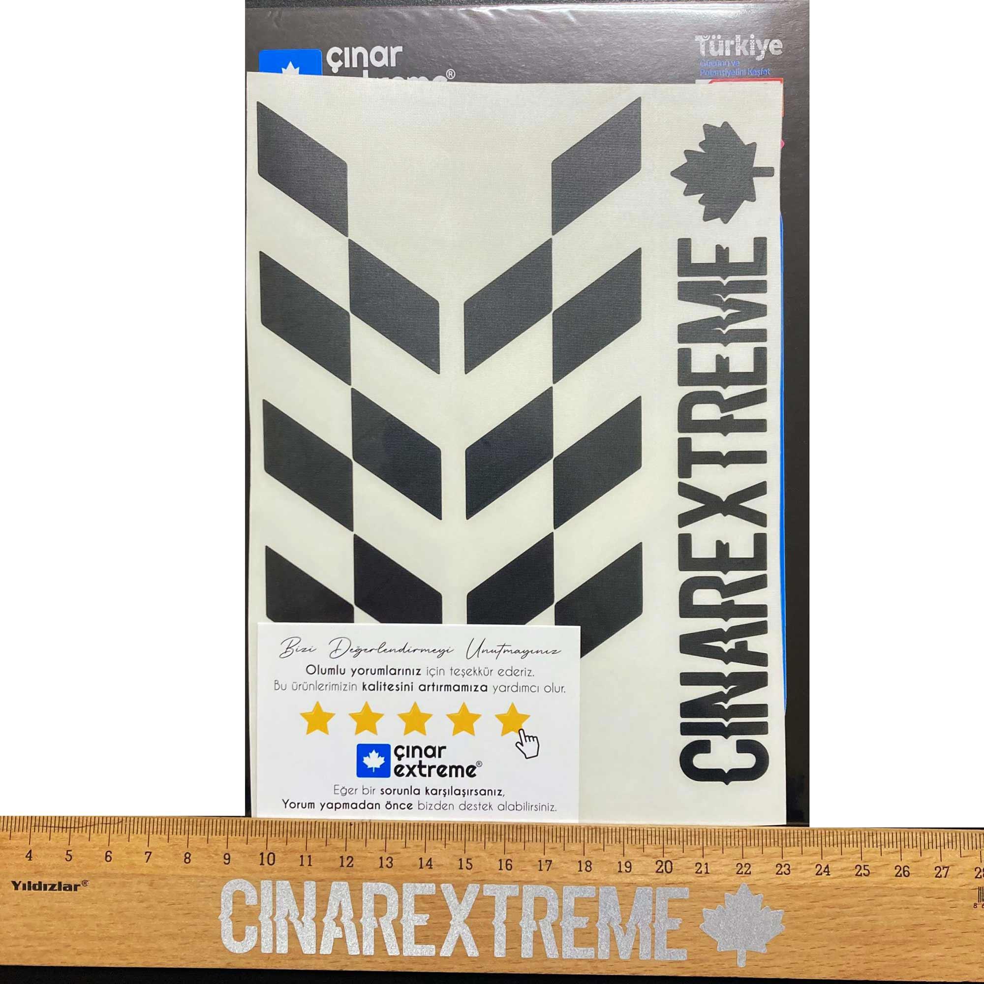 Çinar Extreme Jet Siyah Damali Kask Motosiklet Sticker Takimi  