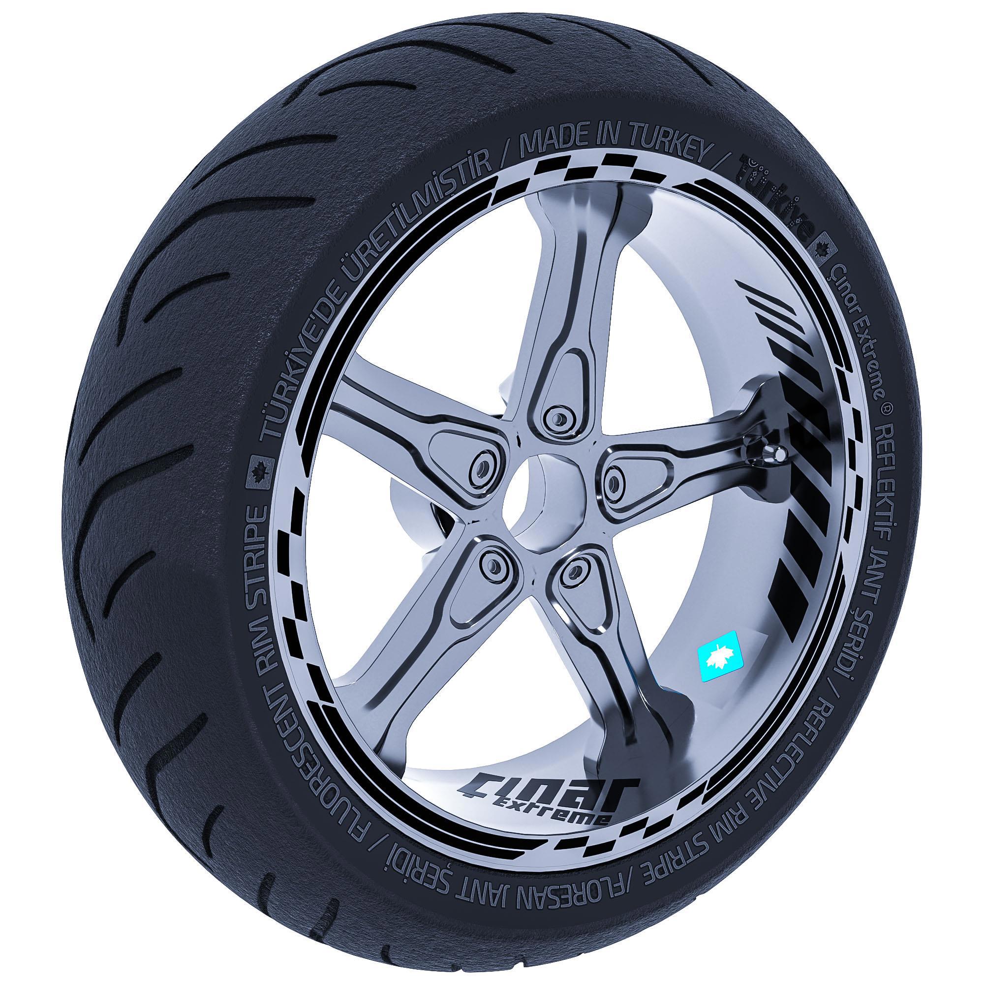 Çinar Extreme Jet Siyah Moto Gp İç Diş Jant Şeridi Takim Sticker  