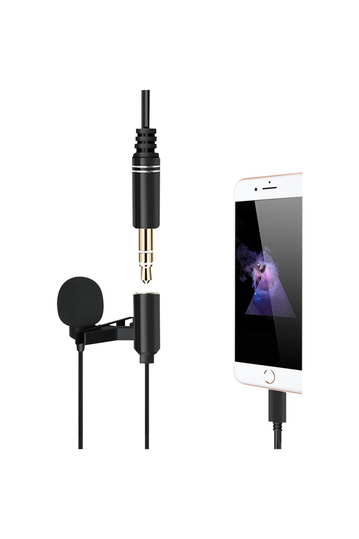 Ok Aksesuar Jh-041-A Lightning Girişli Ve Kulaklik Girişli Youtuber Yaka Mikr