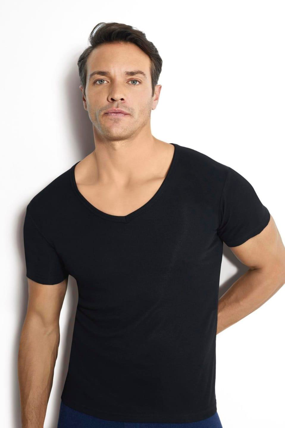 Jiber Jiber 162 Erkek Termal İçlik Üst Kisa Kol V Yaka Tekli