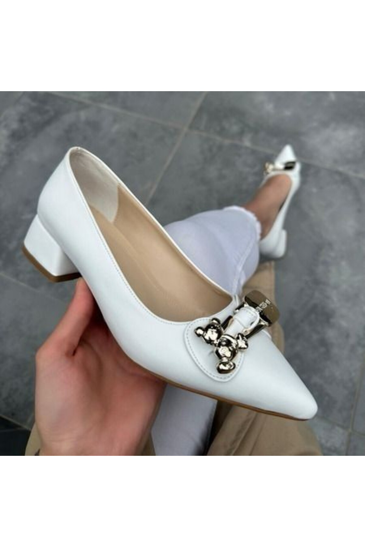 Jies Beyaz Topuklu Ayakkabı - Lisinya
