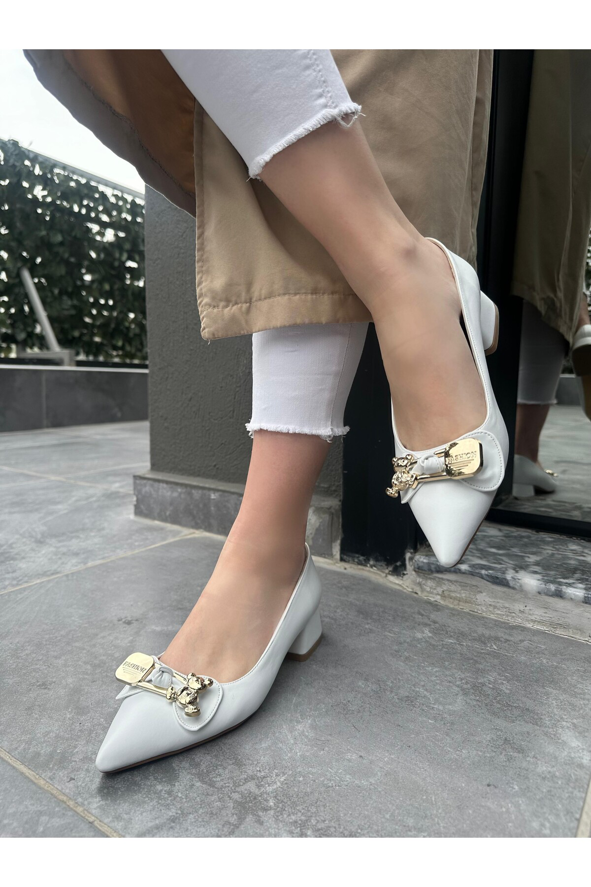 Jies Beyaz Topuklu Ayakkabı - Lisinya