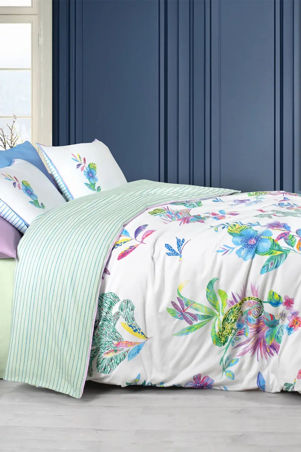 Jimena Multi Çift Kişilik %100 Pamuk Saten "300 TC" Nevresim Takı