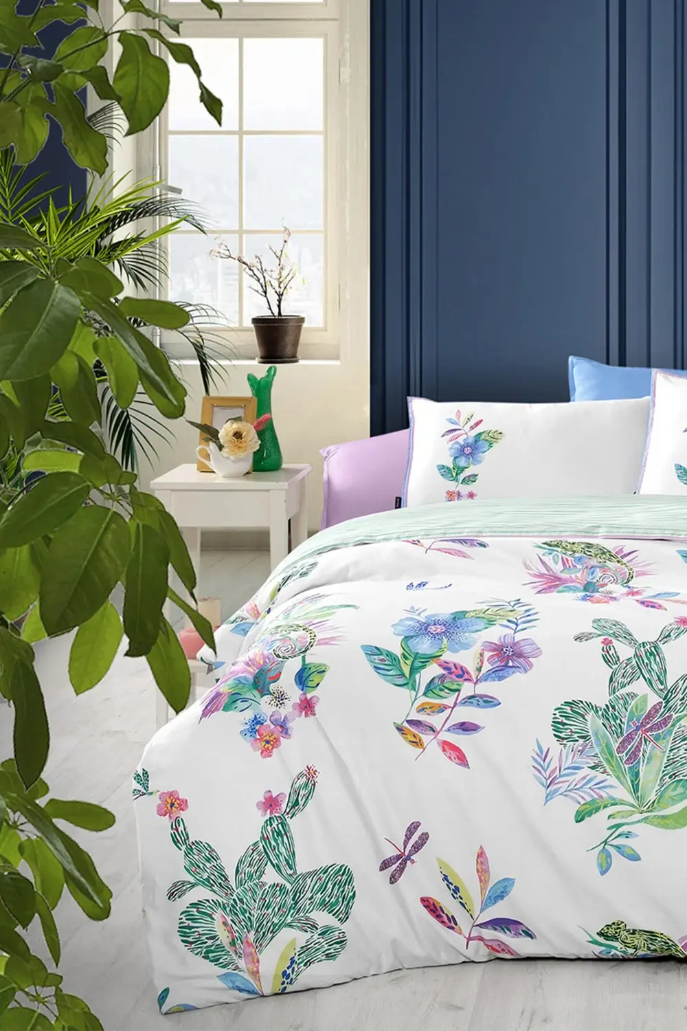 Jimena Multi Çift Kişilik %100 Pamuk Saten "300 TC" Nevresim Takı