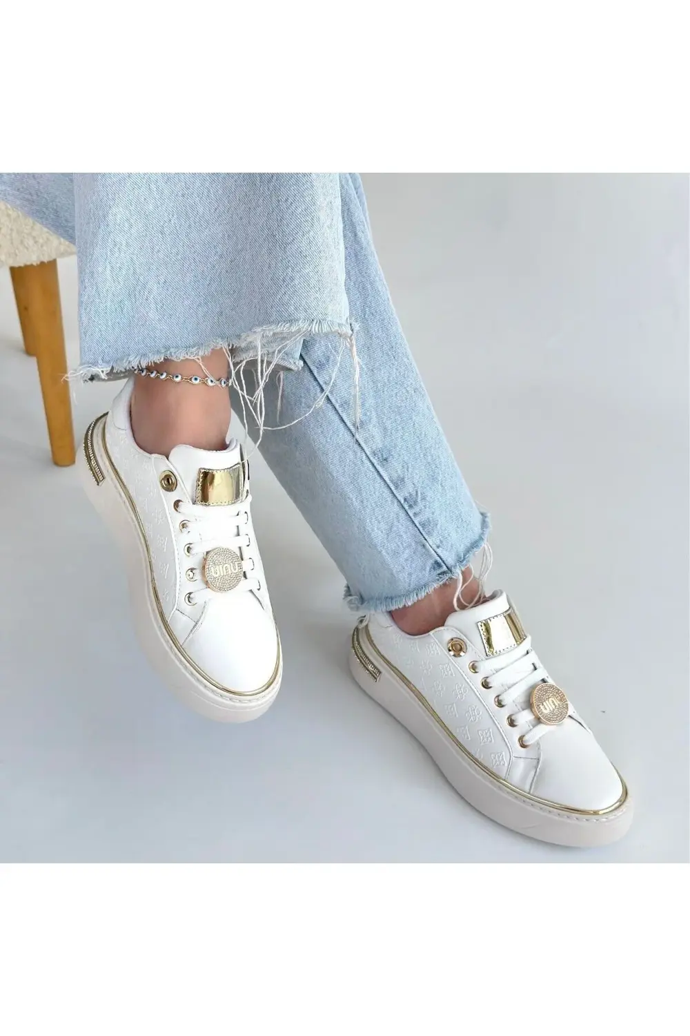 Jlar Beyaz Cilt Bağcıklı Spor Ayakkabı
