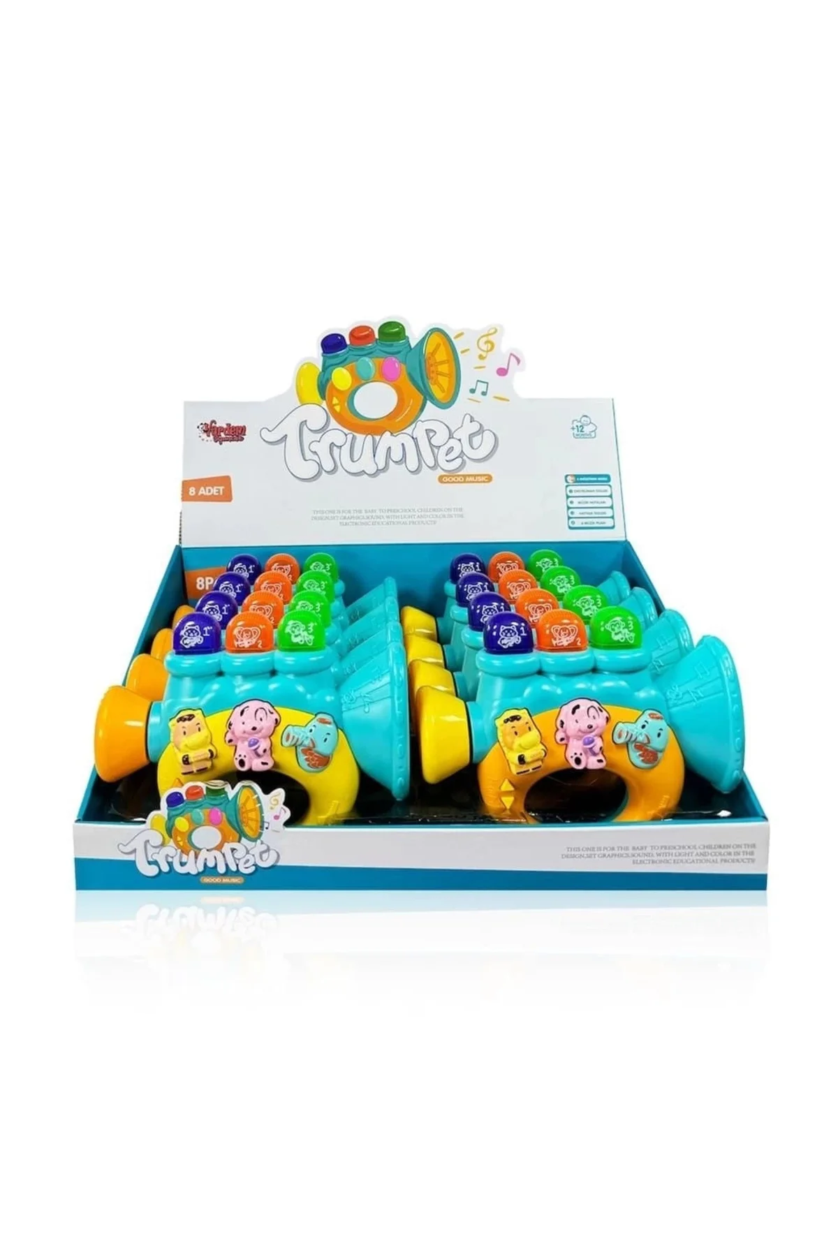 JLG-855-38A IŞIKLI VE MÜZİKLİ TROMPET BEBEK - 1 Adet Stokta Olan 