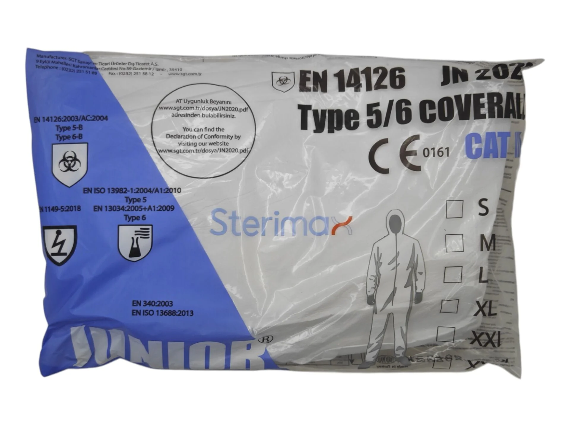 JN 2020   Junior Tek Kullanımlık Koruyucu Tulum - XL