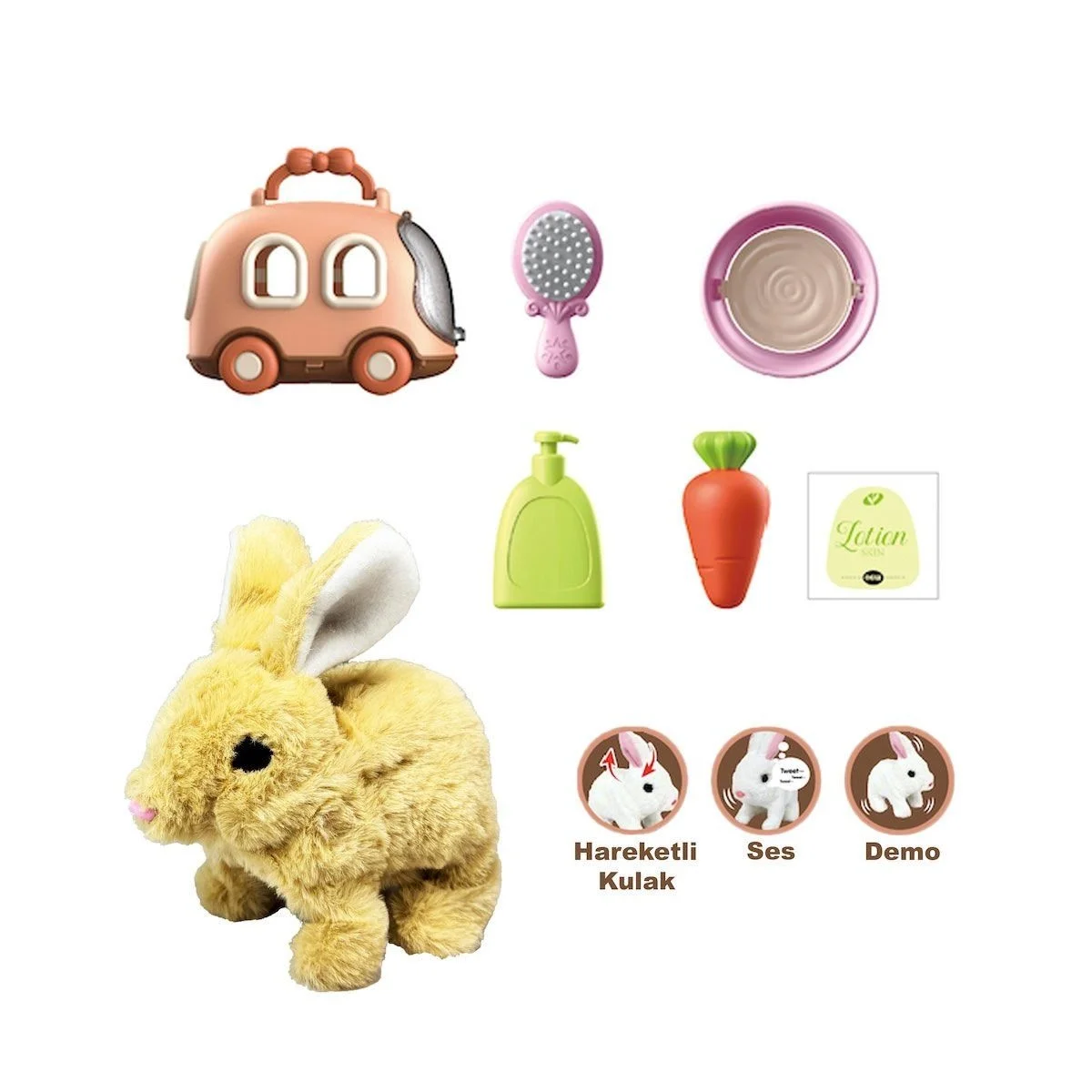 JND-6800 Taşıma Araba Çantalı Hareketli Pilli Tavşan Set -Eco Lounge