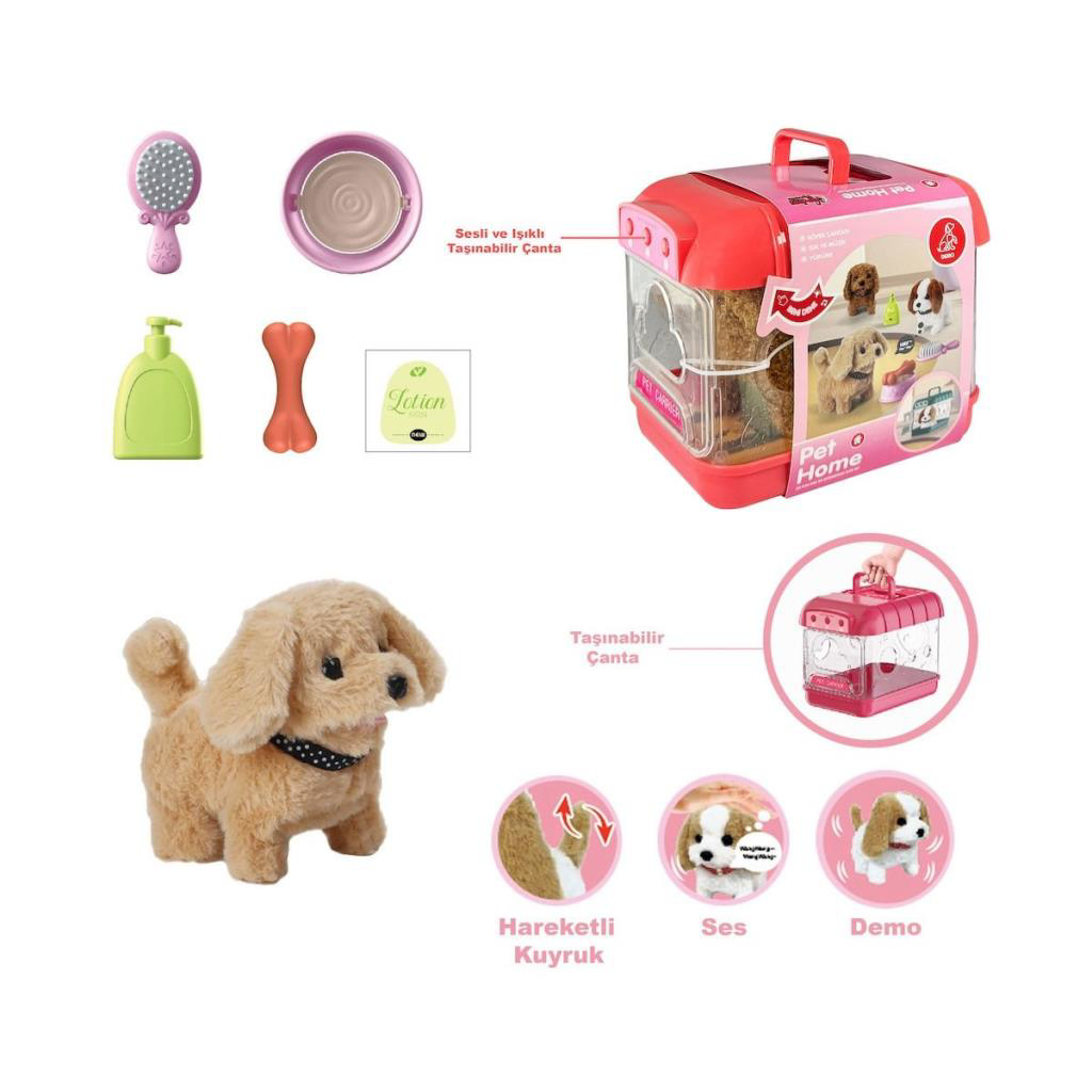 JND-6806 Hareketli Köpek ve Işıklı Sesli Şeffaf Kafes Seti Oyunca