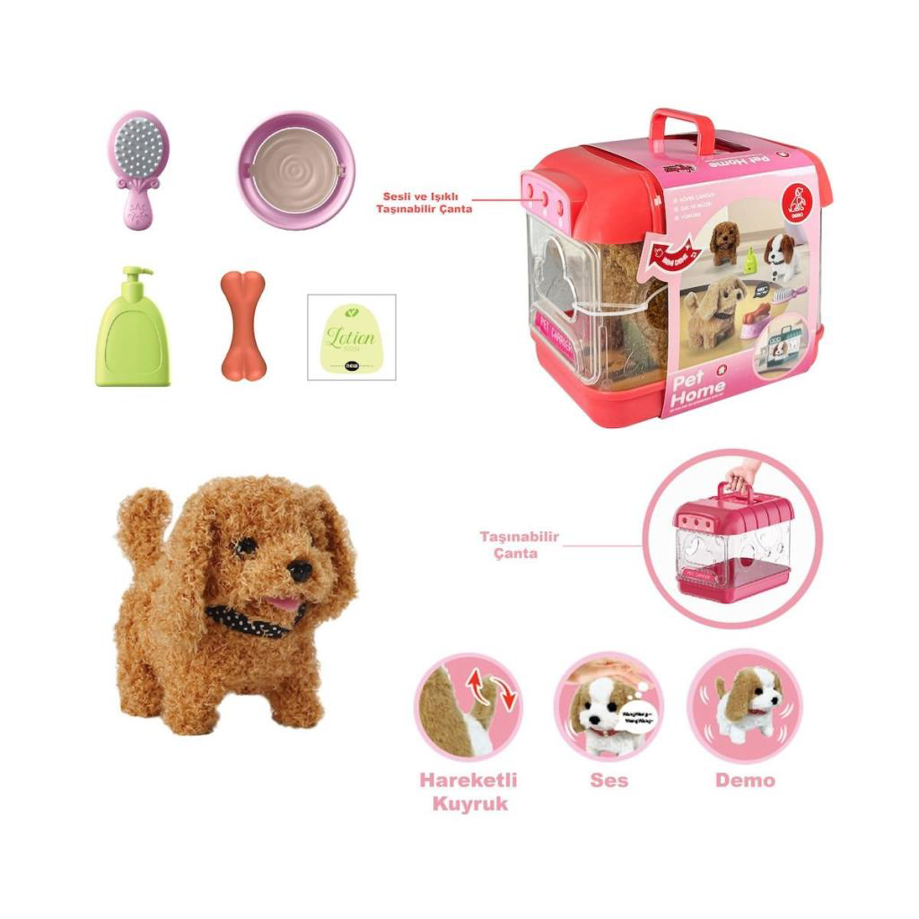 JND-6806 Hareketli Köpek ve Işıklı Sesli Şeffaf Kafes Seti Oyunca