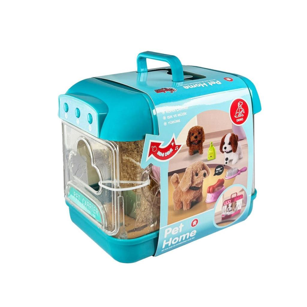 JND-6806 Hareketli Köpek ve Işıklı Sesli Şeffaf Kafes Seti Oyunca