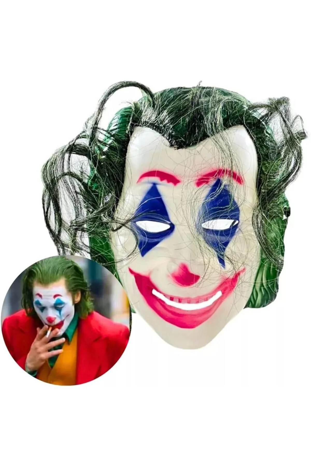 Joaquin Phoenix Joker Maskesi Saçlı, Tek Ebat, SMR-E173, Yeşil, Ü