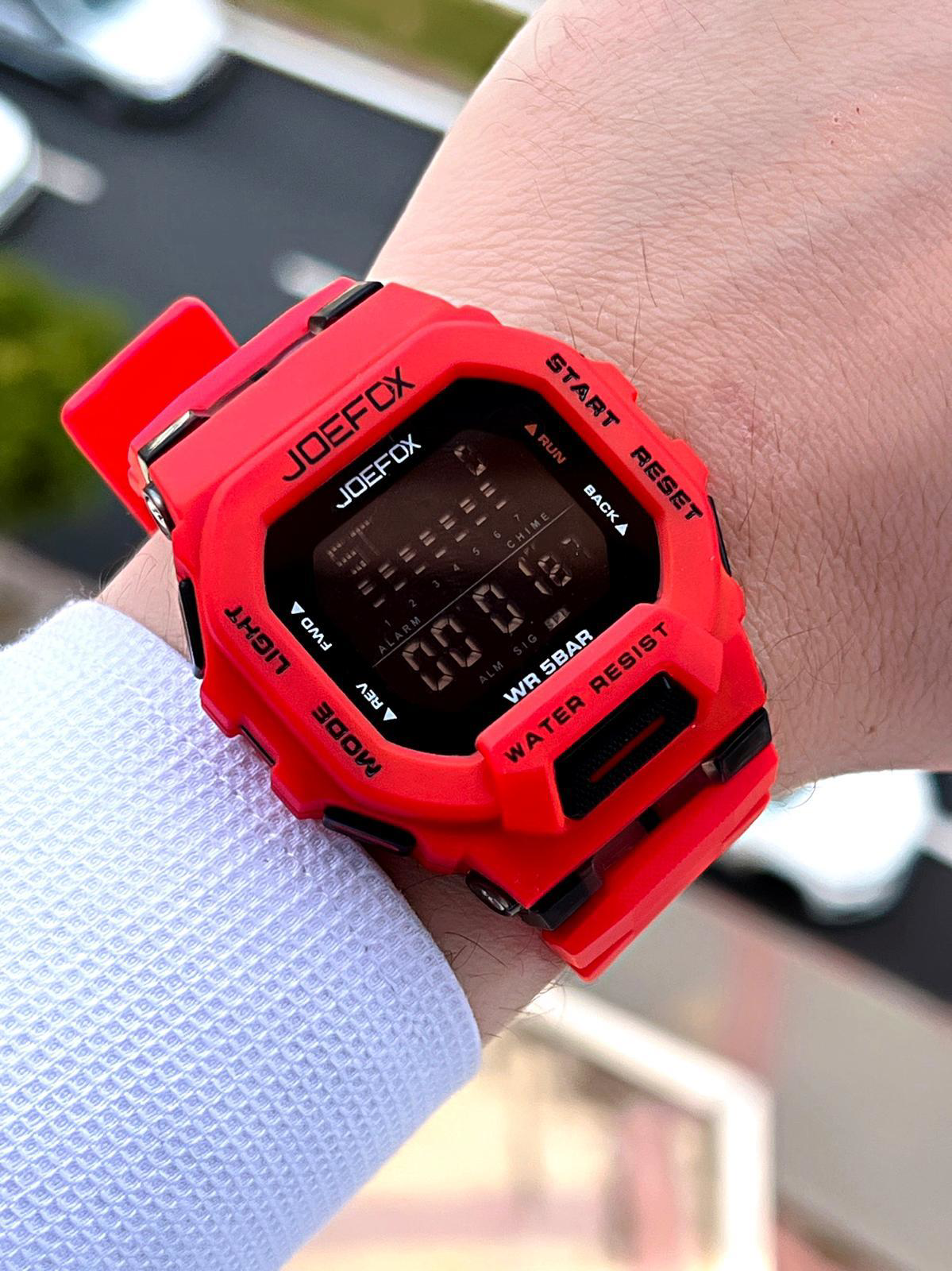 Joefox G-SHOCK Kasa Kırmızı/Siyah Digital 5 Atm Suya Dayanıklı 2 