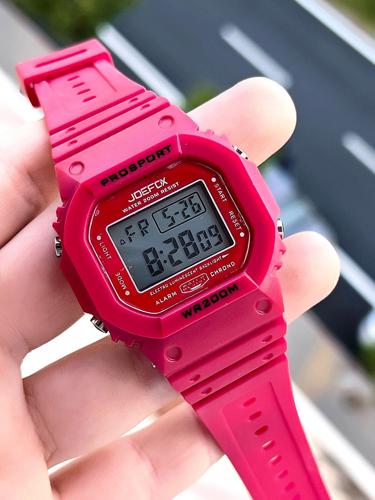 Joefox G-SHOCK Kasa Kırmızı Digital 5 Atm Suya Dayanıklı 2 Yıl Ga