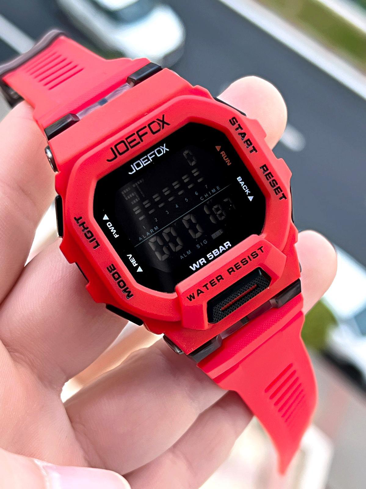 Joefox G-SHOCK Kasa Kırmızı/Siyah Digital 5 Atm Suya Dayanıklı 2 