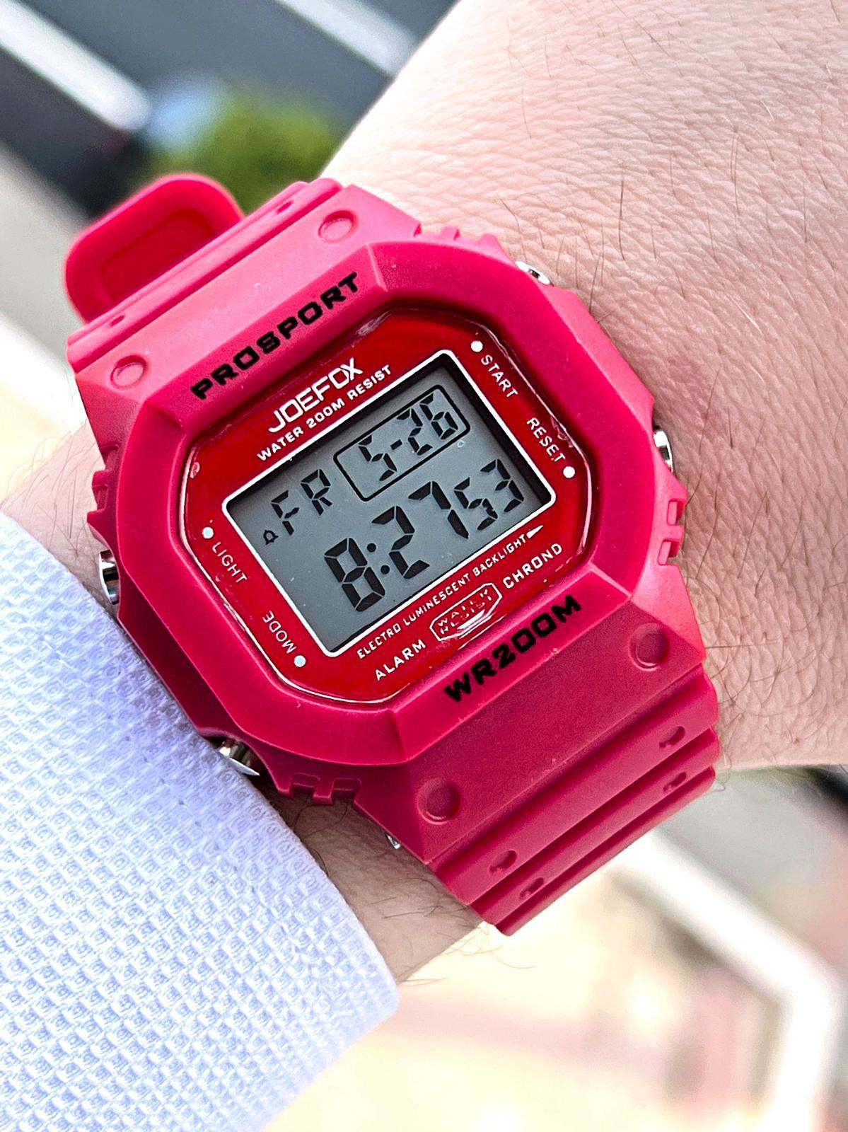 Joefox G-SHOCK Kasa Kırmızı Digital 5 Atm Suya Dayanıklı 2 Yıl Ga