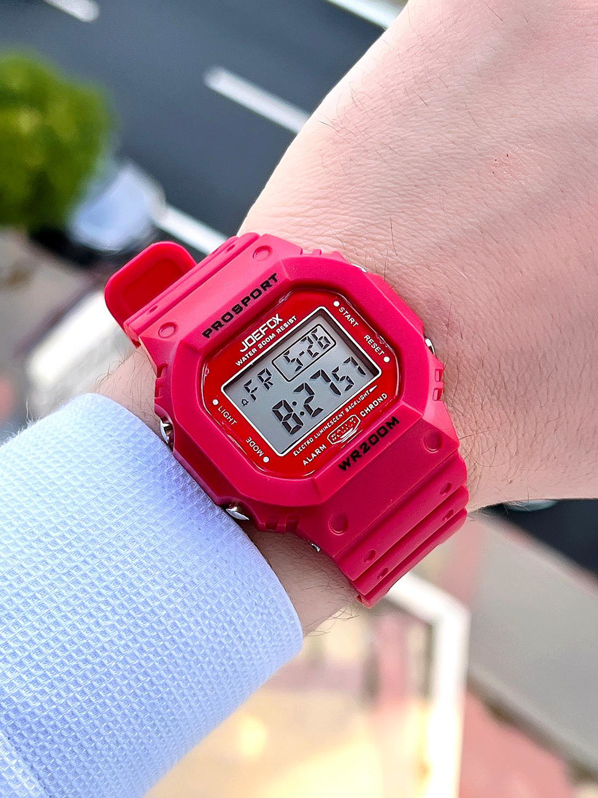 Joefox G-SHOCK Kasa Kırmızı Digital 5 Atm Suya Dayanıklı 2 Yıl Ga