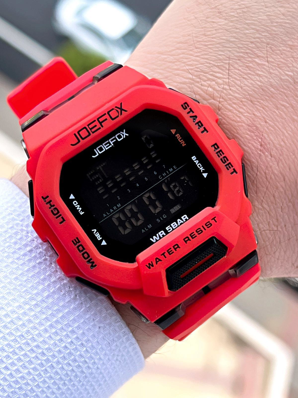 Joefox G-SHOCK Kasa Kırmızı/Siyah Digital 5 Atm Suya Dayanıklı 2 