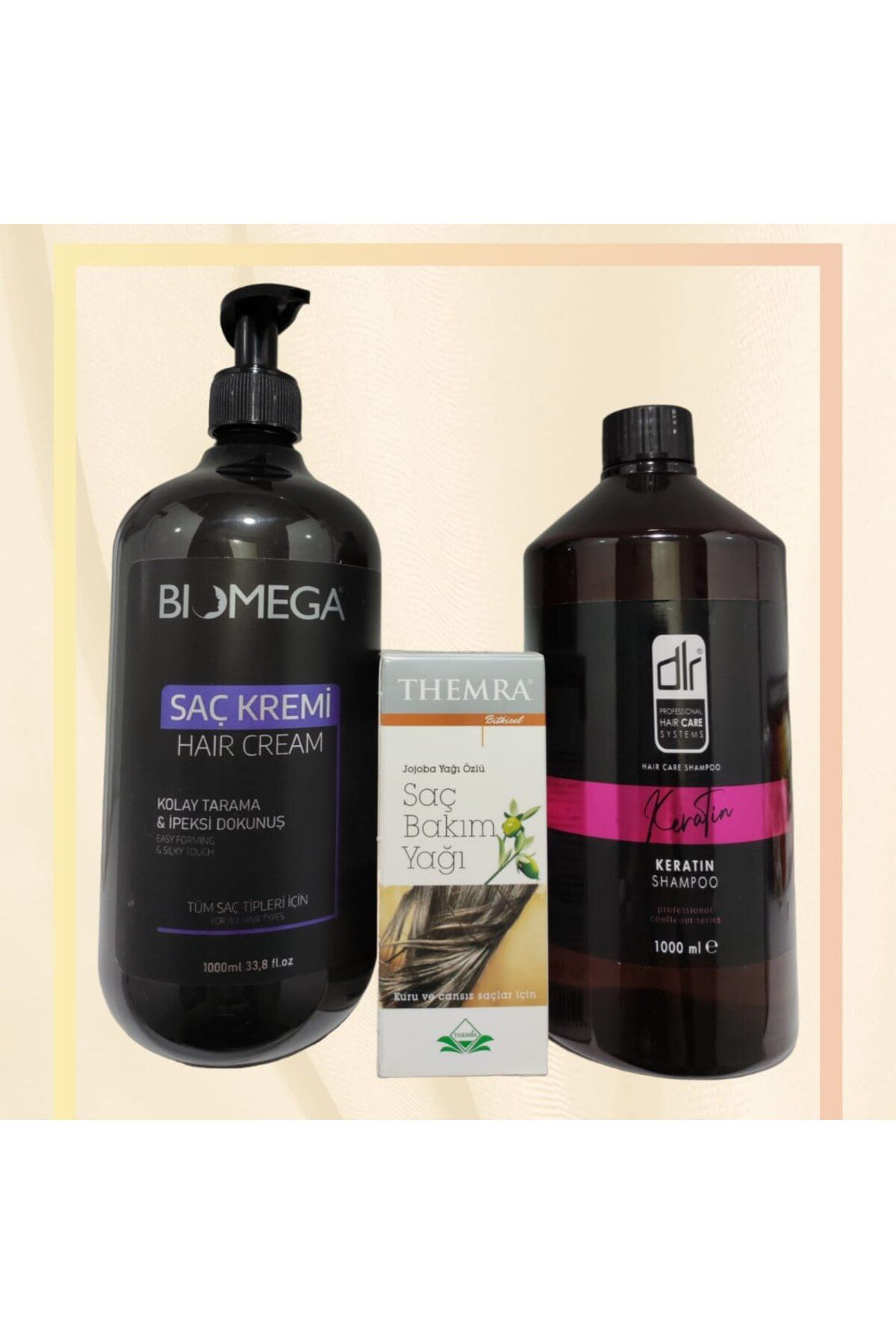 Çare Burada Jojoba Özlü Saç Bakim Yaği+ Saç Kremi 1Lt + Keratin Şampuan 1 Lt