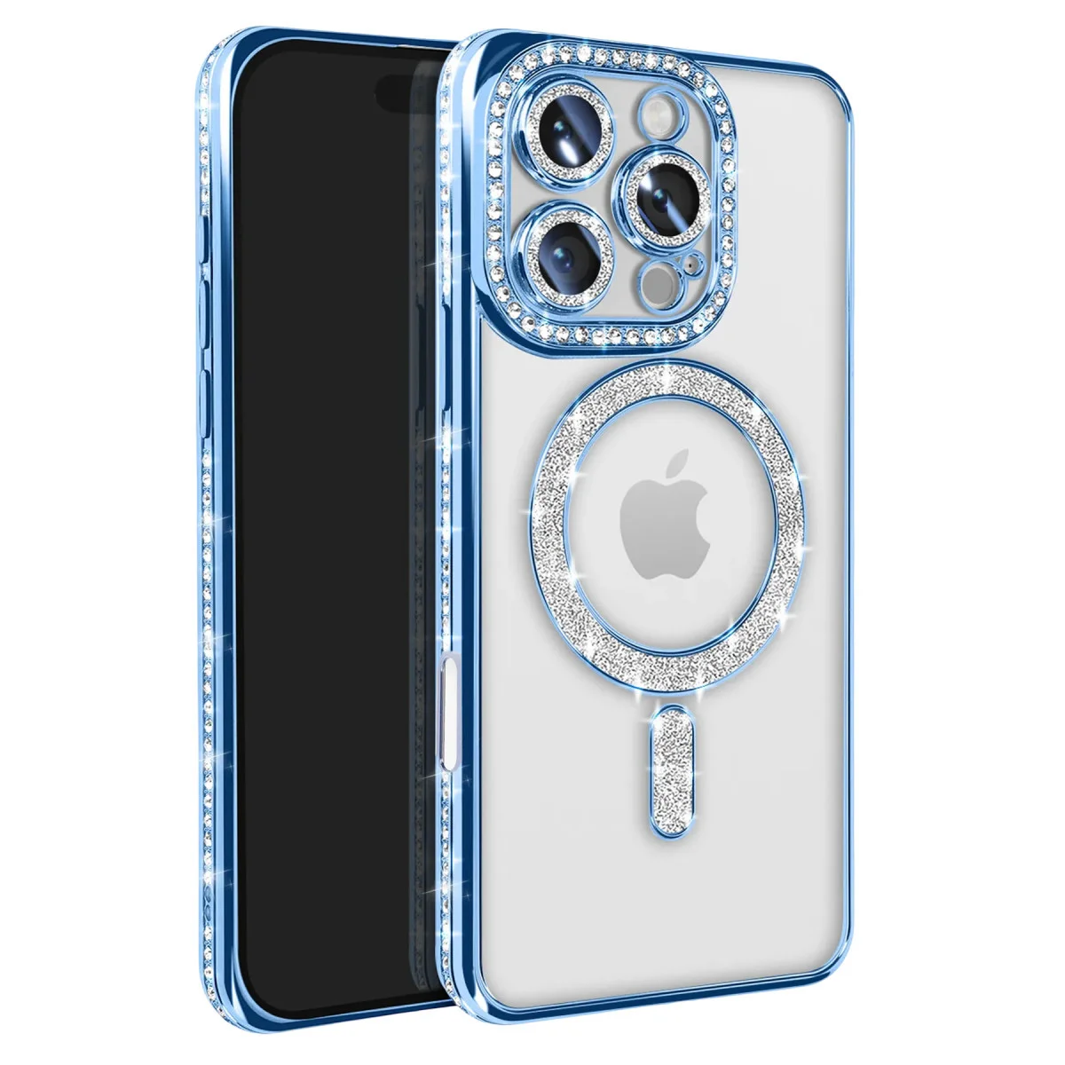 Joke Simli Magneticsafe Kılıf - iPhone 16 Pro Max Mavi (Parlak Silikon Kılıf)