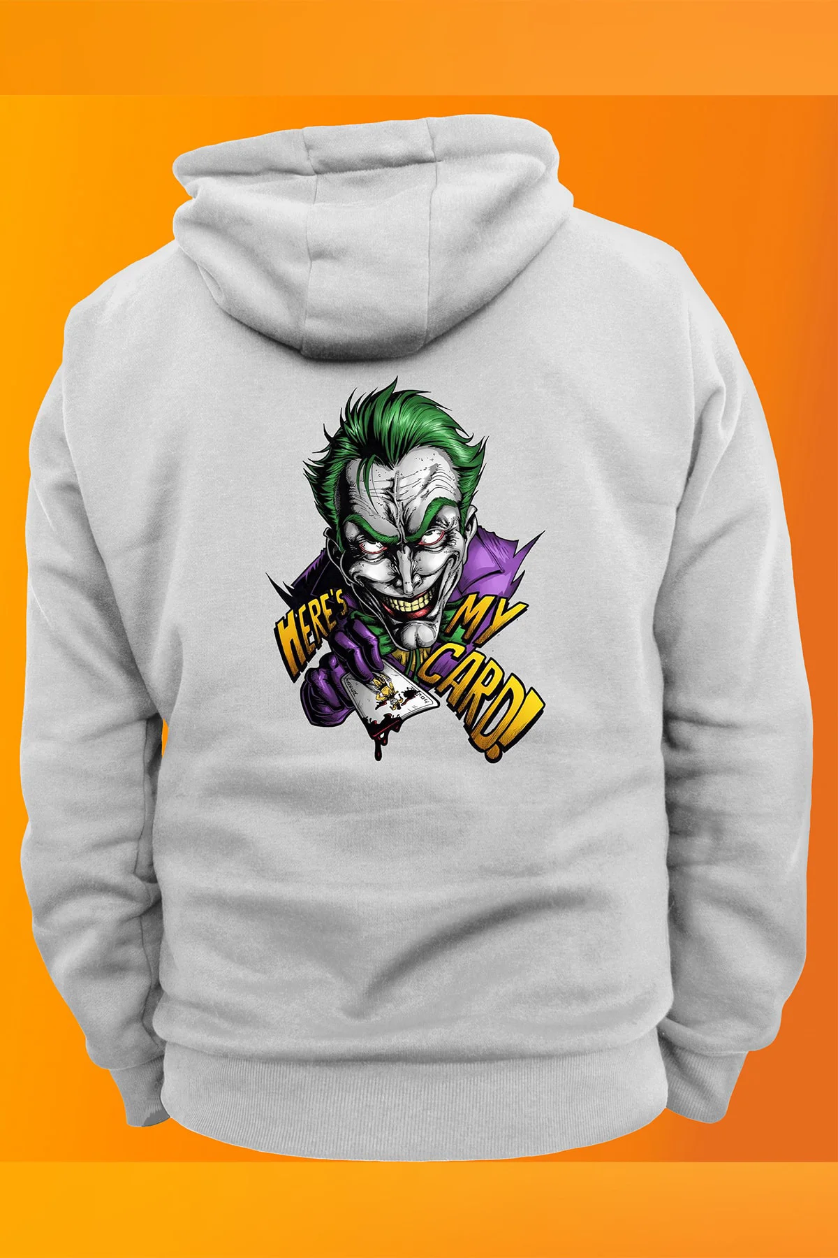 Joker Here's My Card Baskılı Fermuarsız Kapüşonlu Sweatshirt