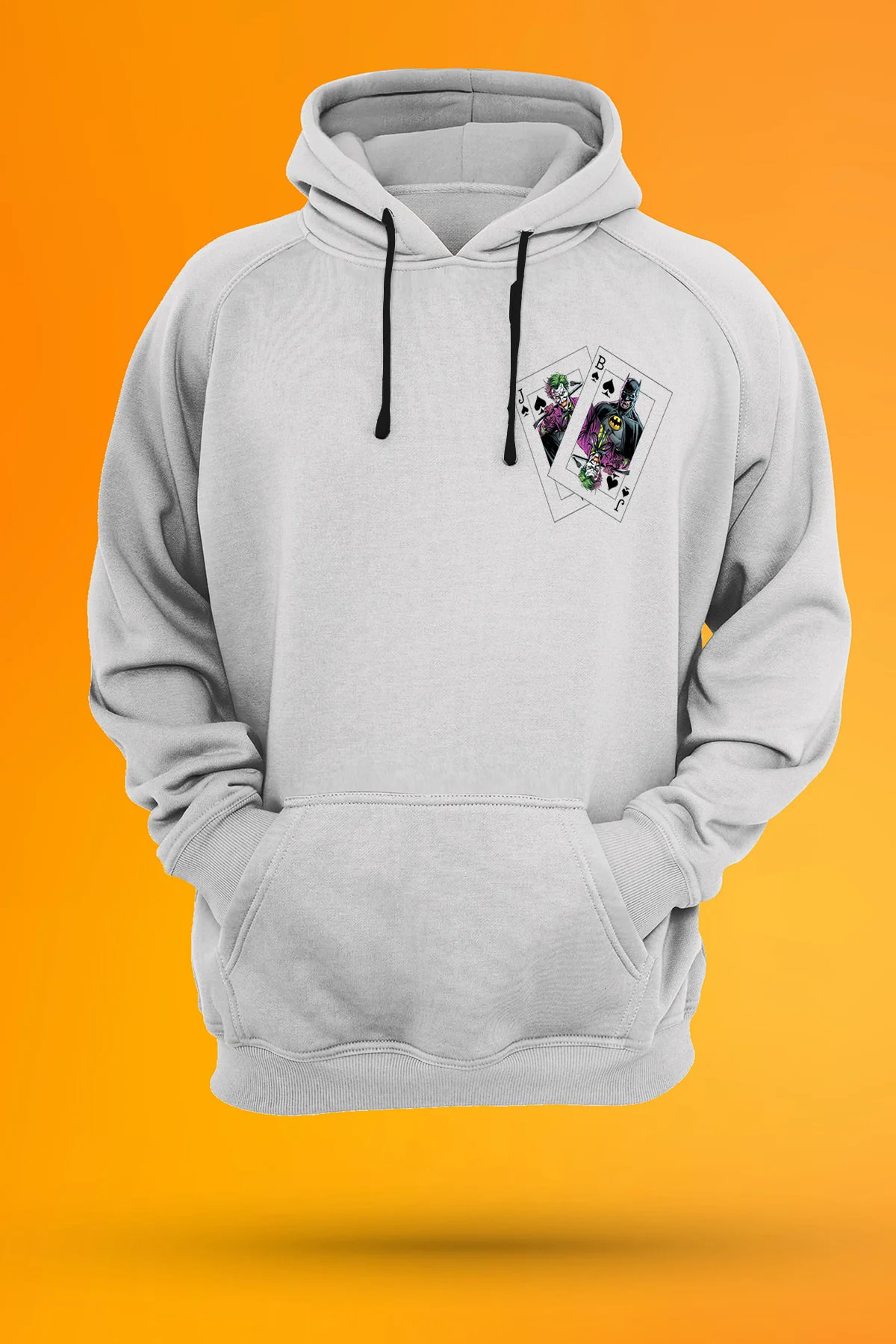 Joker Here's My Card Baskılı Fermuarsız Kapüşonlu Sweatshirt