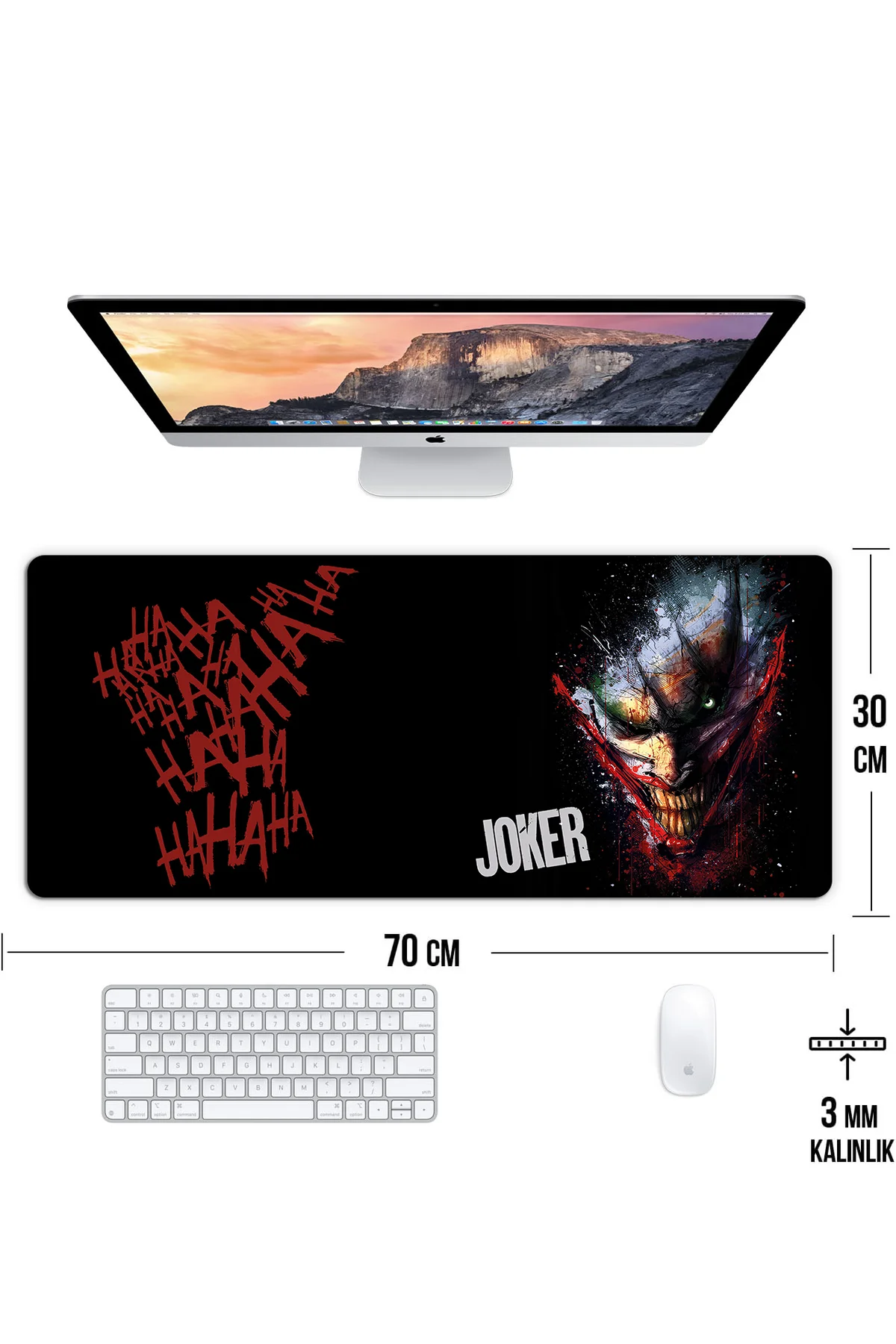 Joker Oyun Gaming Klavye Mouse Pad Masa Matı 70x30 cm