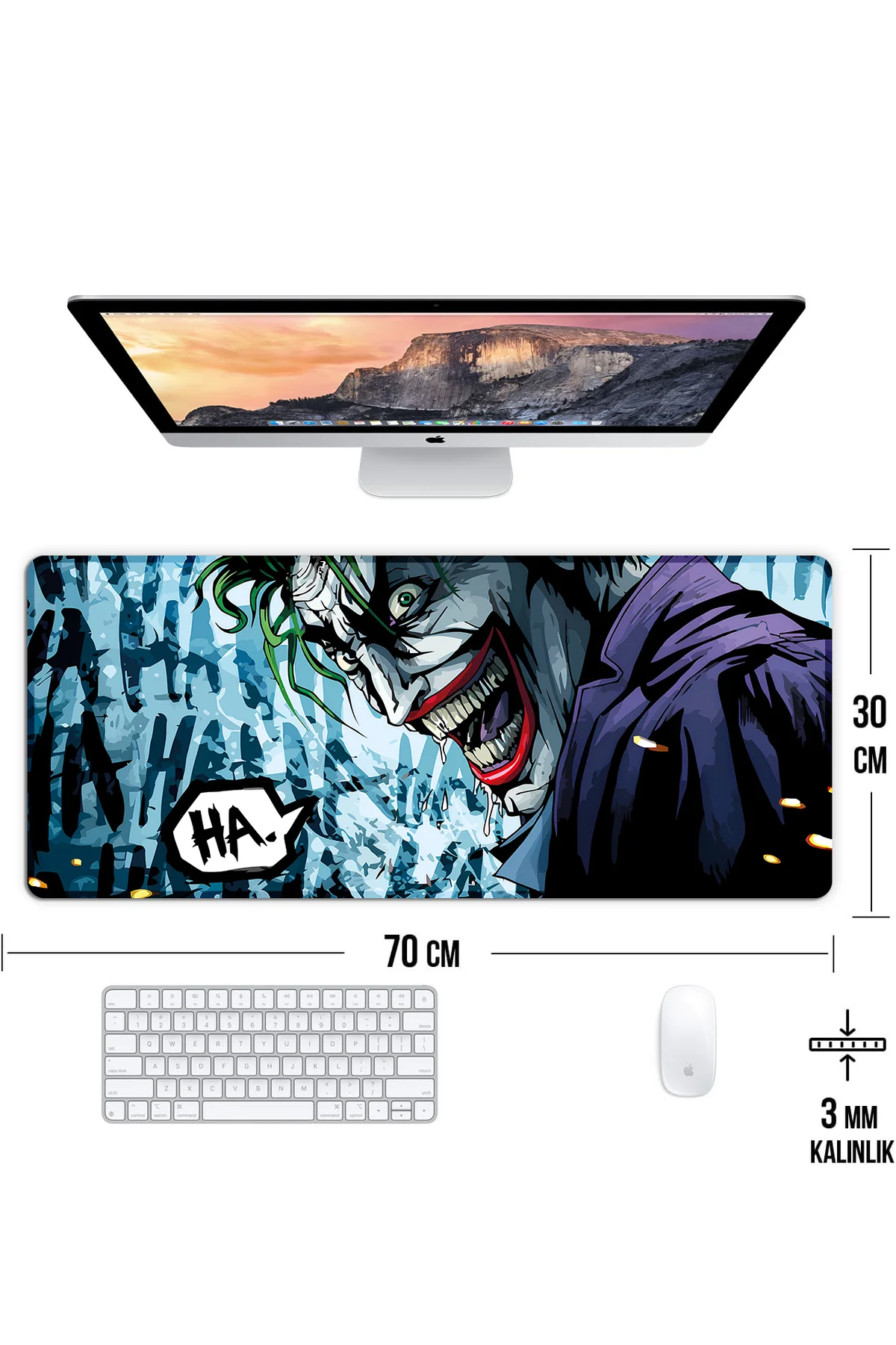 Joker Tasarım Oyun Gaming Klavye Mouse Pad Masa Matı 70x30cm