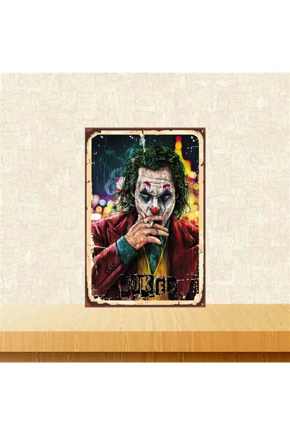Joker Tasarımlı 20 30 cm Retro Ahşap Poster