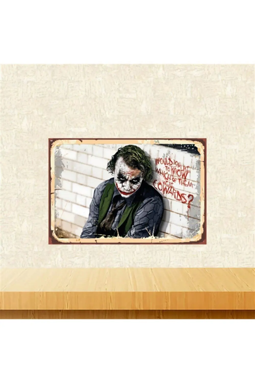 Joker Tasarımlı Retro Ahşap Tablo 20-30 cm Tkfx5602