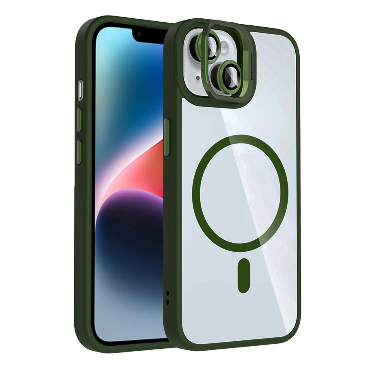 Joko Apple İphone 13 Remim Lensli Magsafe Standlı Kapak - Koyu Yeşil Joko Apple İphone 13 Remim Lensli Magsafe Standlı Kapak - Koyu Yeşil