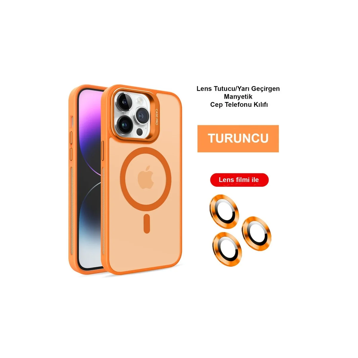 Joko Apple İphone 14 Pro Kılıf Flet Lens Magsafe Kapak - Turuncu Joko Apple İphone 14 Pro Kılıf Flet Lens Magsafe Kapak - Turuncu