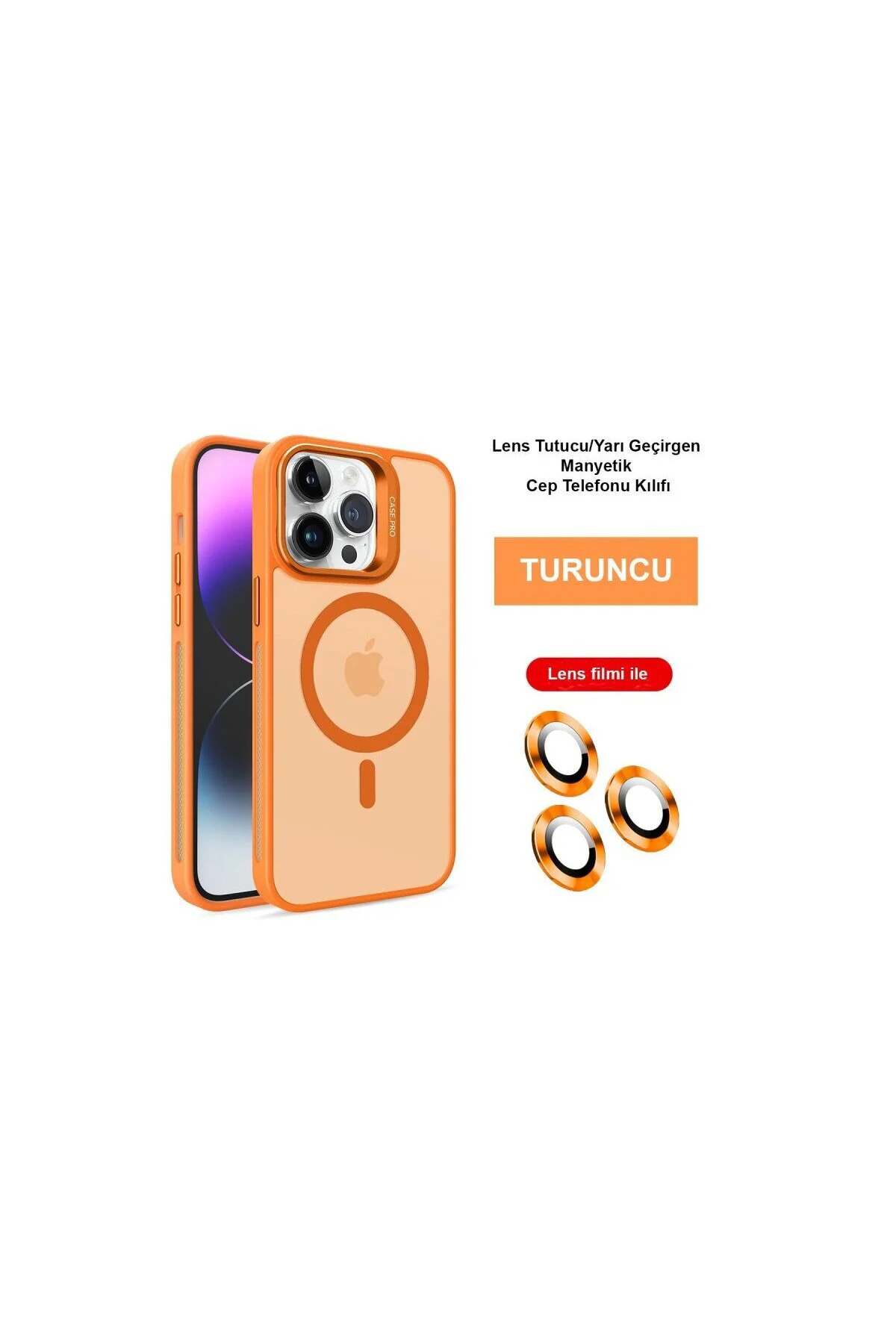 Joko Apple İphone 14 Pro Kılıf Flet Lens Magsafe Kapak - Turuncu Joko Apple İphone 14 Pro Kılıf Flet Lens Magsafe Kapak - Turuncu