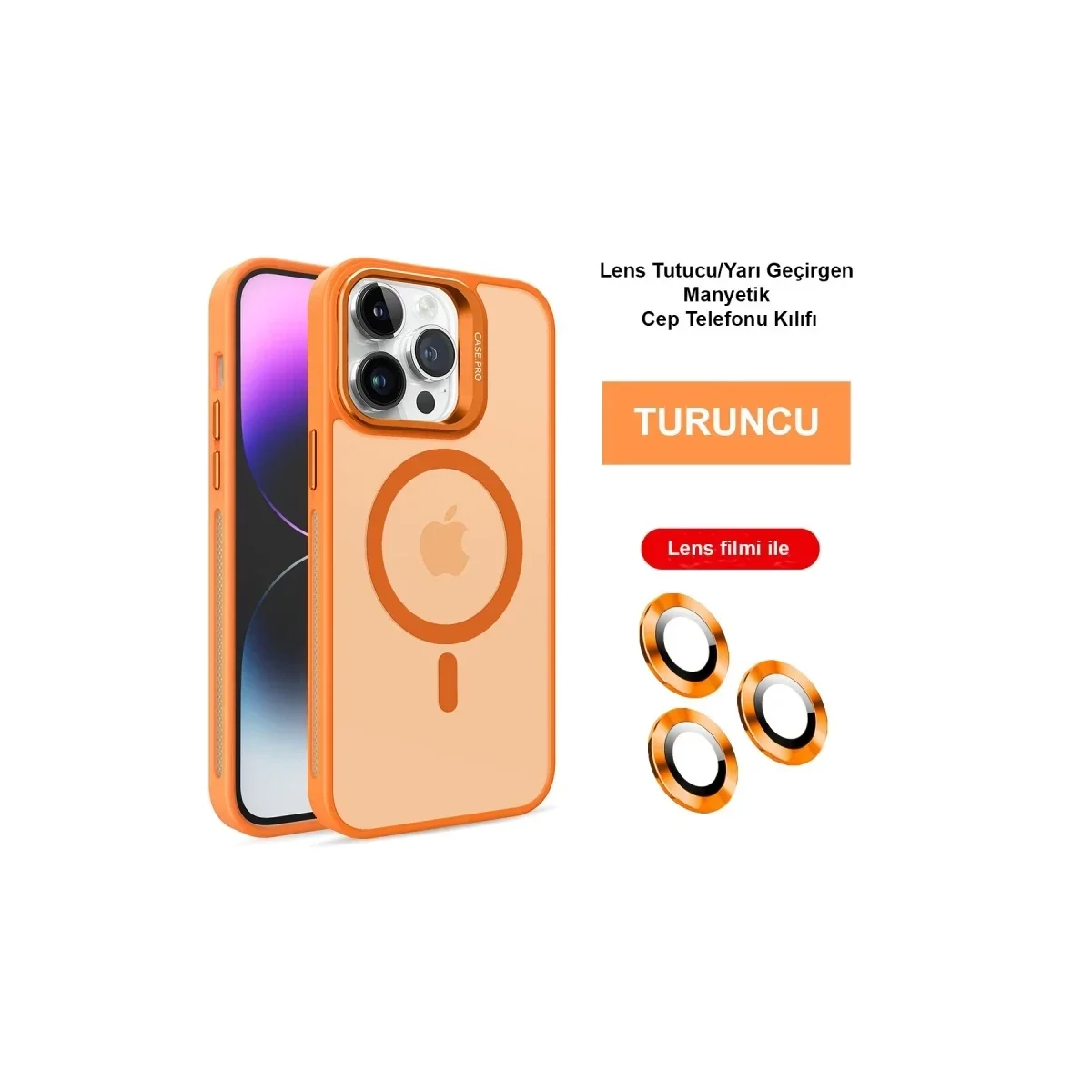 Joko Apple iPhone 14 Pro Max Kılıf Flet Lens Magsafe Kapak - Turuncu Joko Apple iPhone 14 Pro Max Kılıf Flet Lens Magsafe Kapak - Turuncu