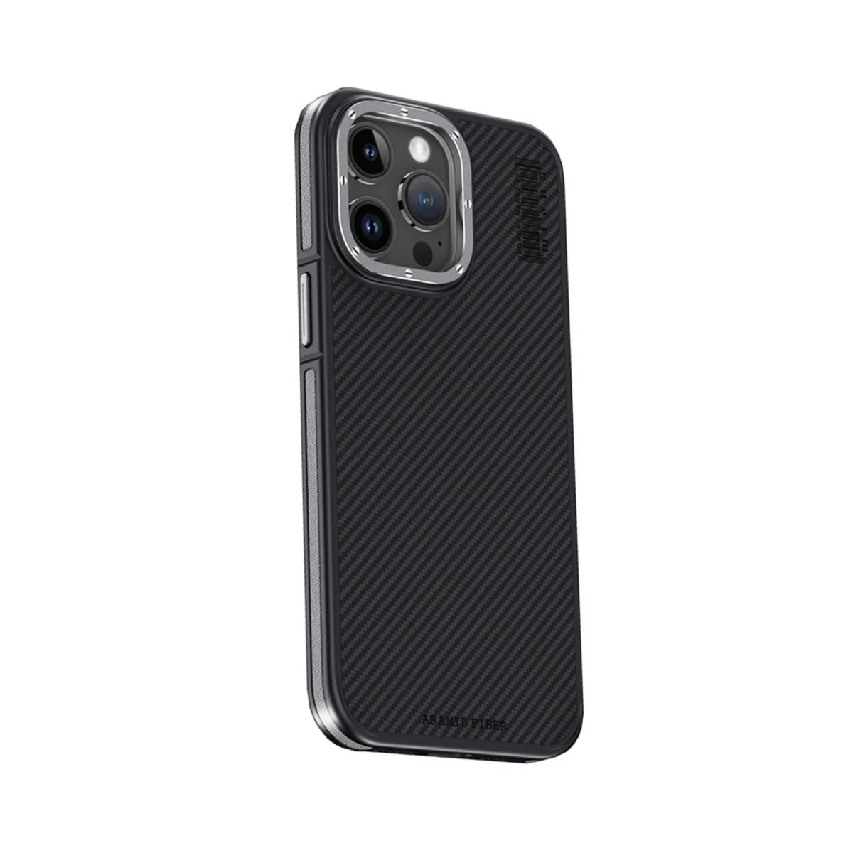 Joko Apple İphone 15 Pro Max Kılıf Aramid 600d Kevlar Karbon Fiber Magsafe Kapak - Gri
