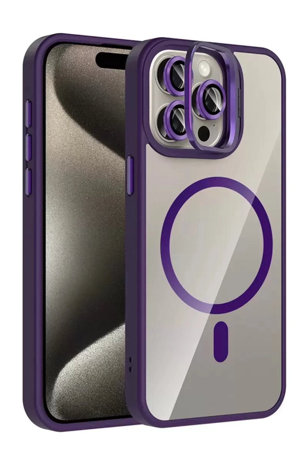 Joko Apple İphone 15 Pro Max Remim Lensli Magsafe Standlı Kapak -