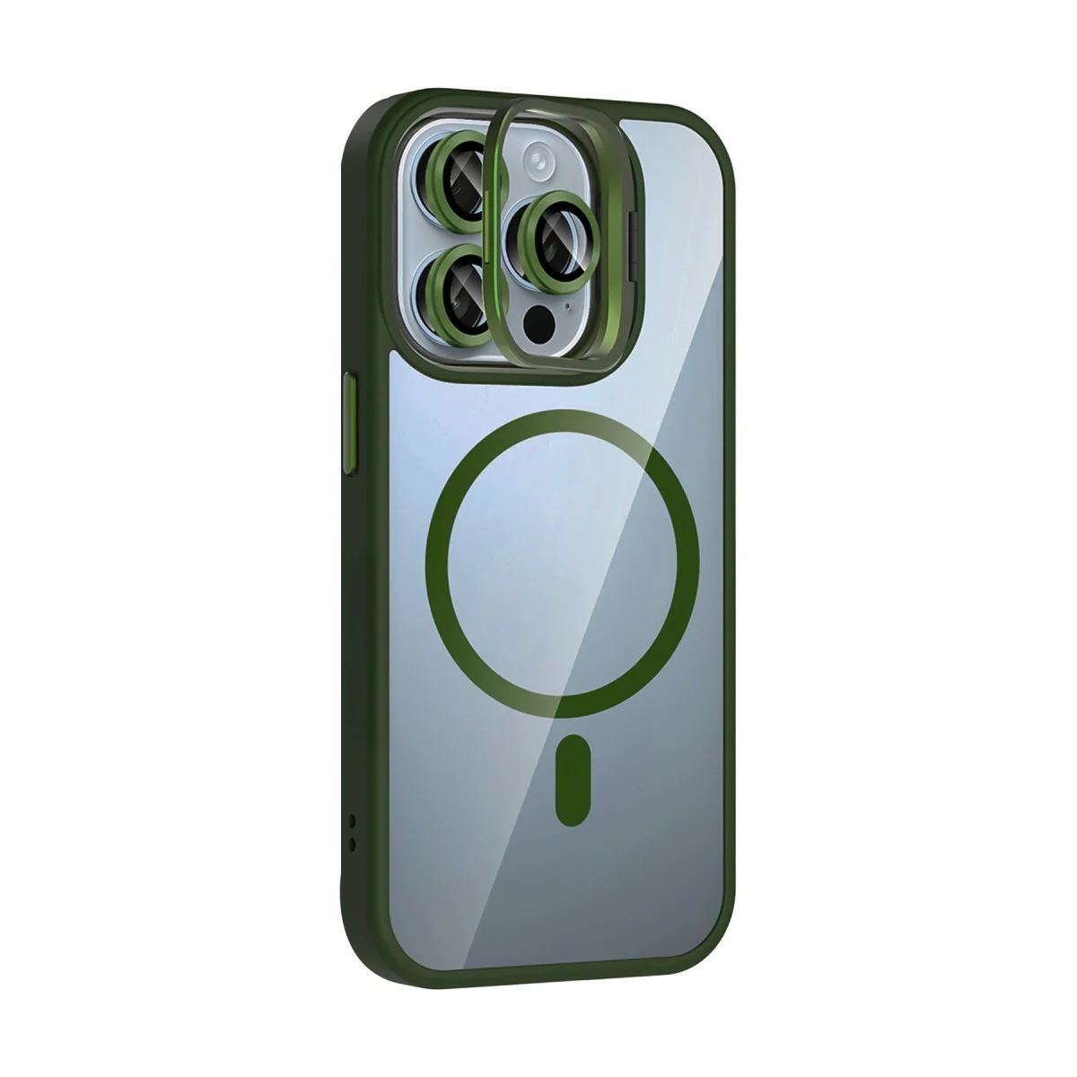 Joko Apple İphone 15 Pro Max Remim Lensli Magsafe Standlı Kapak - Koyu Yeşil Joko Apple İphone 15 Pro Max Remim Lensli Magsafe Standlı Kapak - Koyu Yeşil