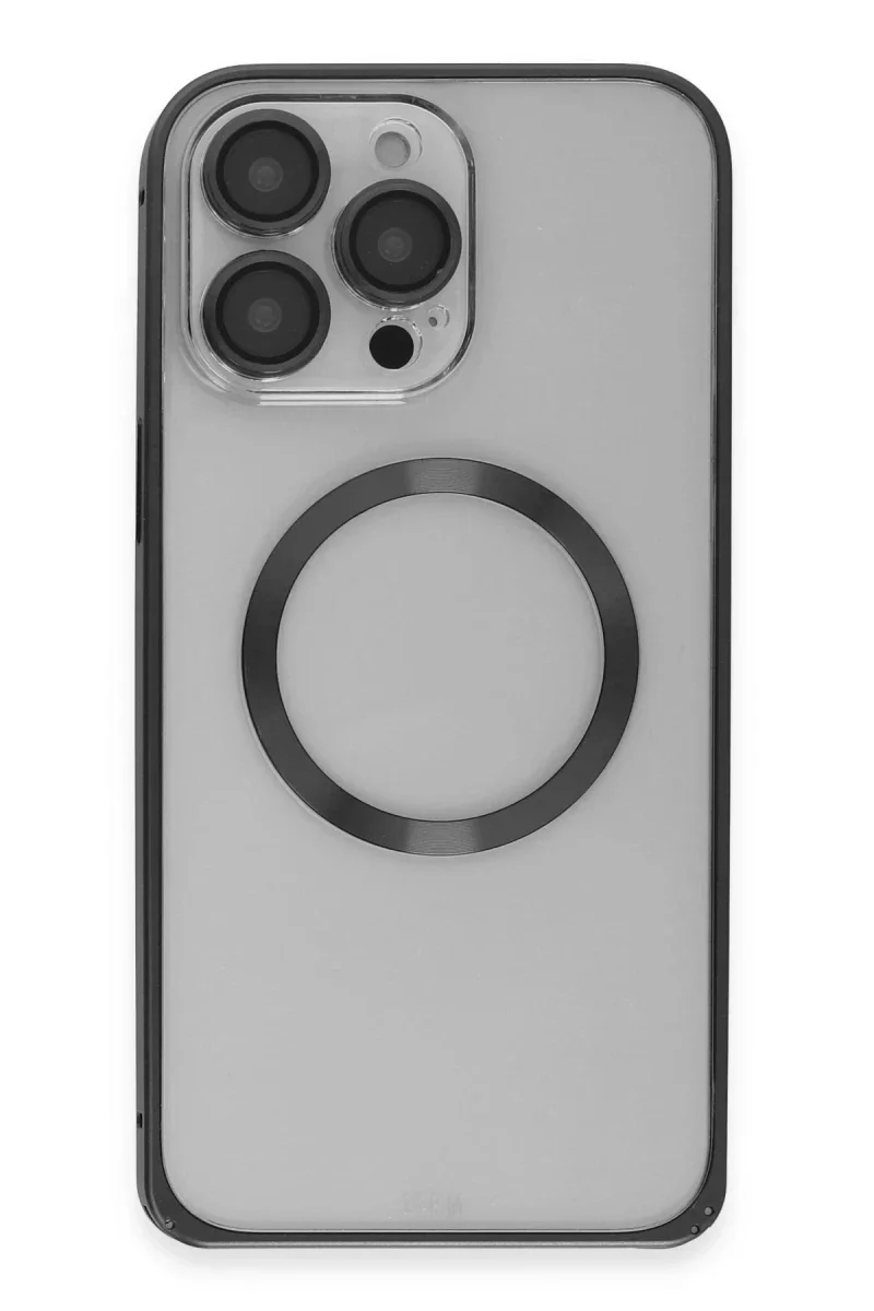 Joko Apple iPhone 15 Pro Max Kılıf Metal Bumper Magneticsafe Kapak - Siyah