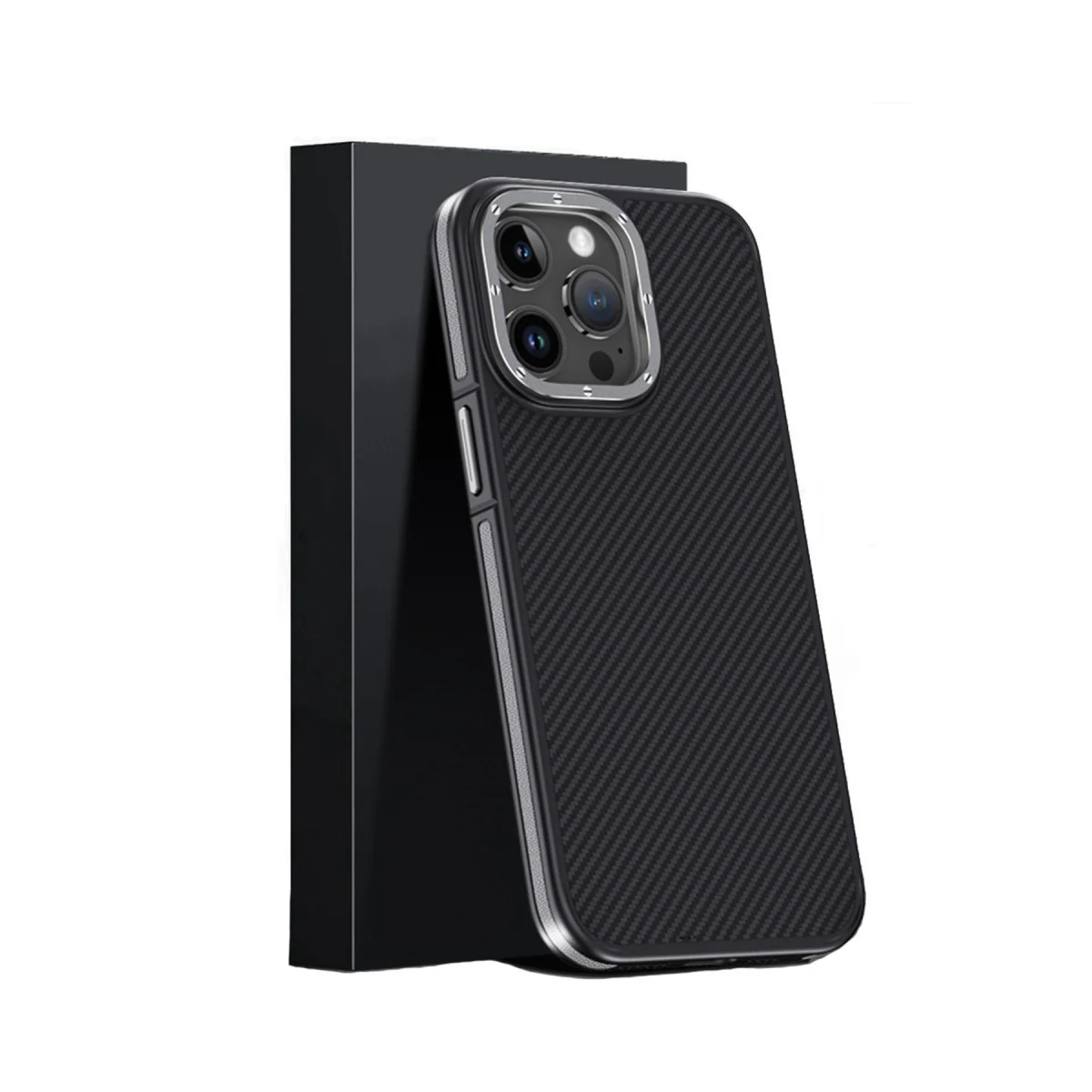 Joko Apple İphone 15 Pro Max Kılıf Aramid 600d Kevlar Karbon Fiber Magsafe Kapak - Gri