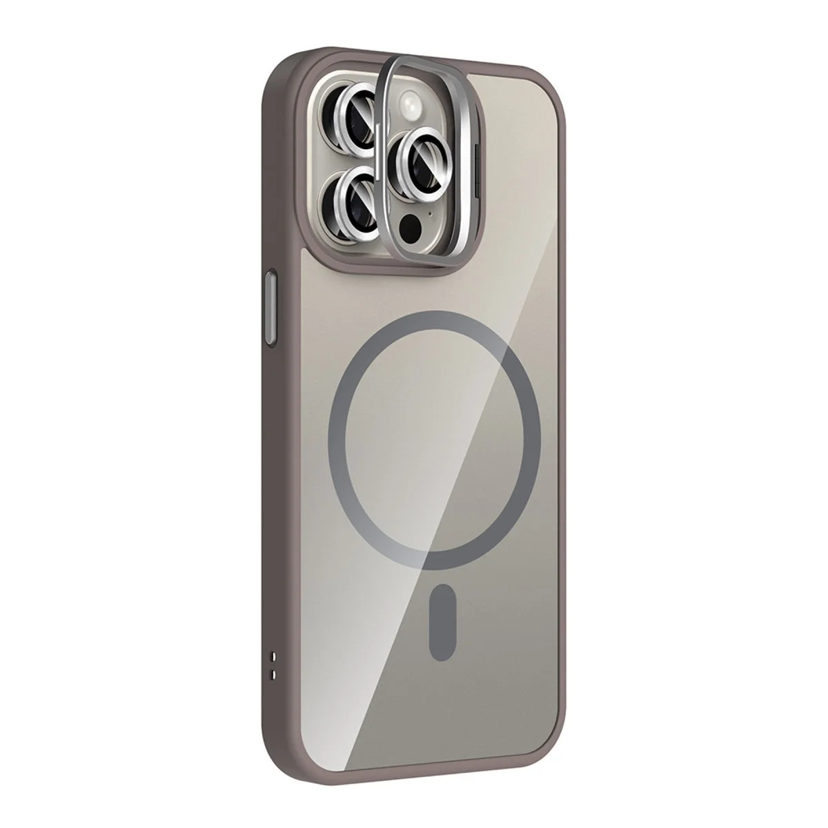 Joko Apple İphone 15 Pro Max Remim Lensli Magsafe Standlı Kapak - Titan Gri Joko Apple İphone 15 Pro Max Remim Lensli Magsafe Standlı Kapak - Titan Gri