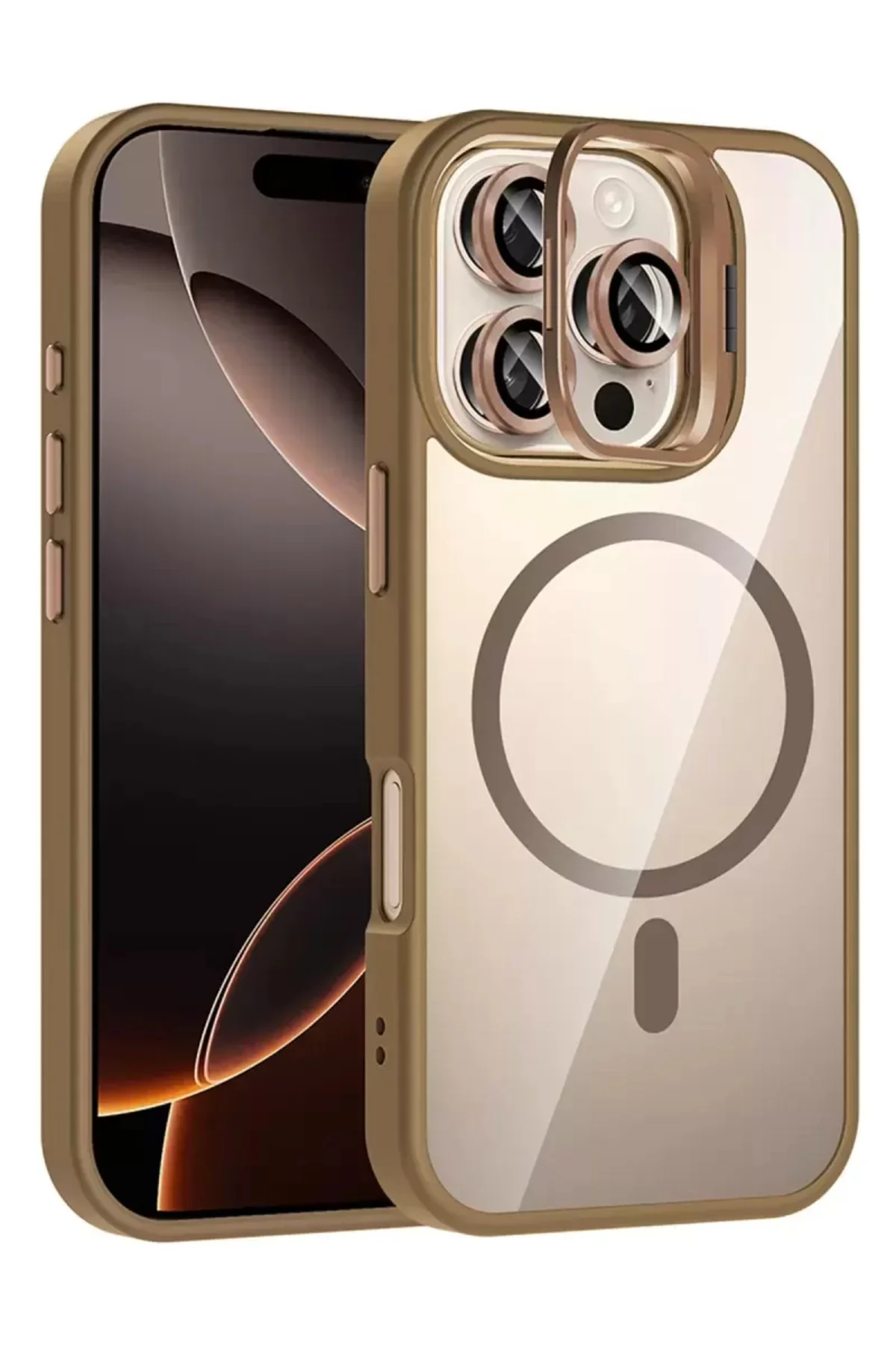 Joko Apple İphone 16 Pro Remim Lensli Magsafe Standlı Kapak - Kah