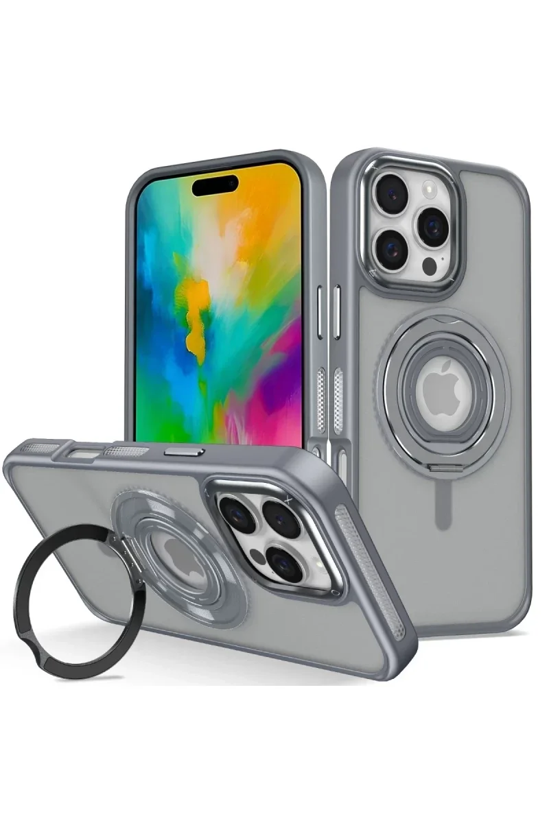Joko Apple iPhone 16 Pro Banza Magsafe Standlı Kapak - Titan Gri Joko Apple iPhone 16 Pro Banza Magsafe Standlı Kapak - Titan Gri