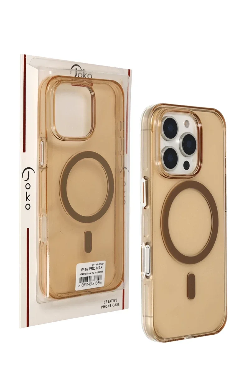 Joko Apple iPhone 16 Pro Max Gleam PC Sert Magsafe Kılıf - Şeffaf-Gold Joko Apple iPhone 16 Pro Max Gleam PC Sert Magsafe Kılıf - Şeffaf-Gold