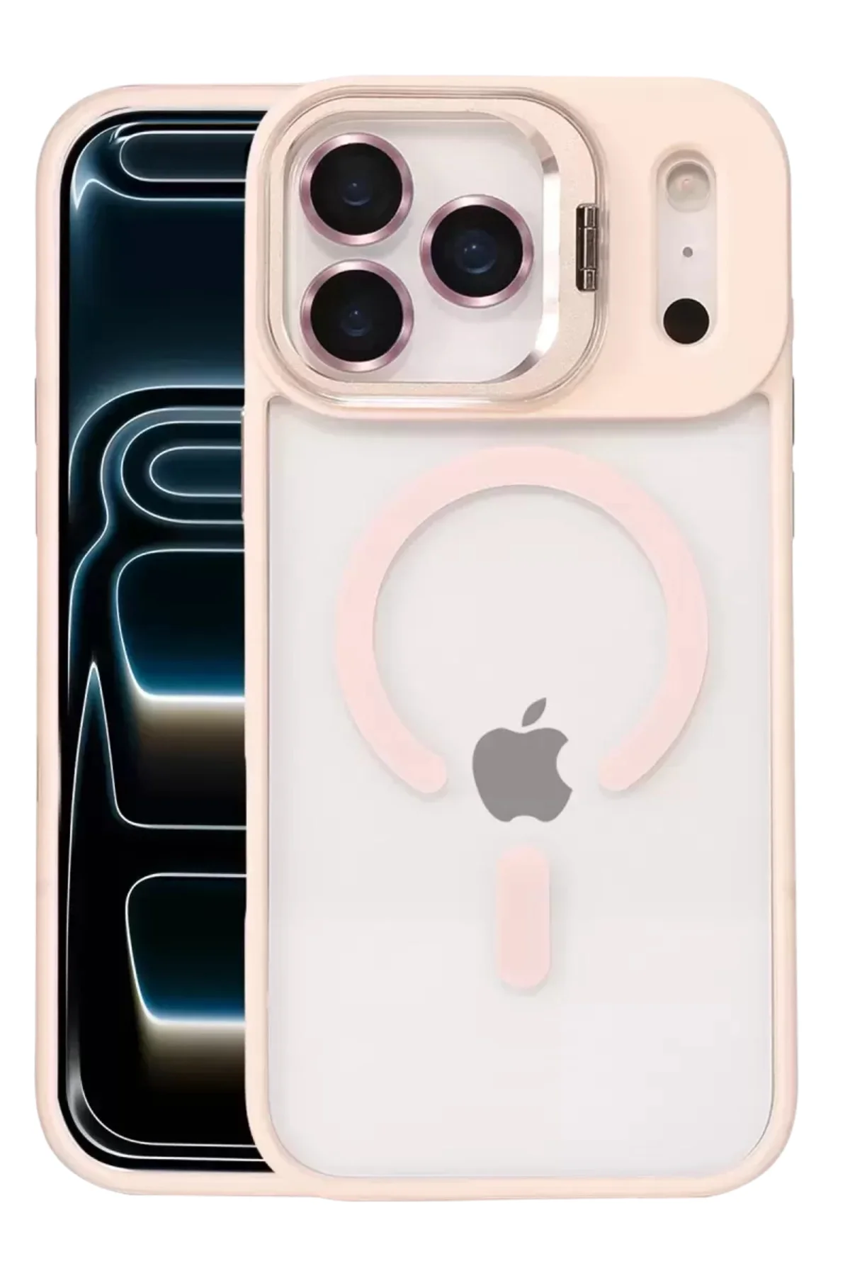 Joko Apple İphone 17 Pro Max Remim Lensli Magsafe Standlı Kapak - Pembe