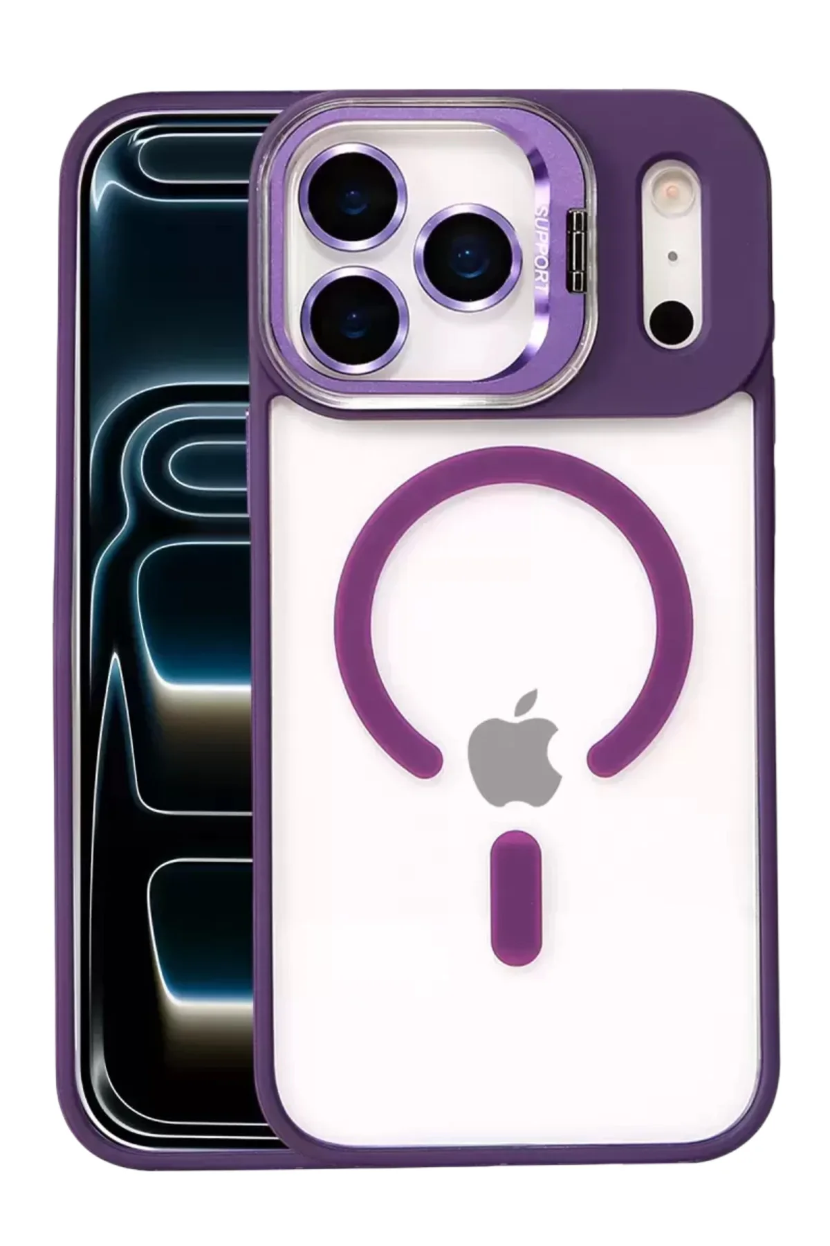 Joko Apple İphone 17 Pro Max Remim Lensli Magsafe Standlı Kapak - Derin Mor