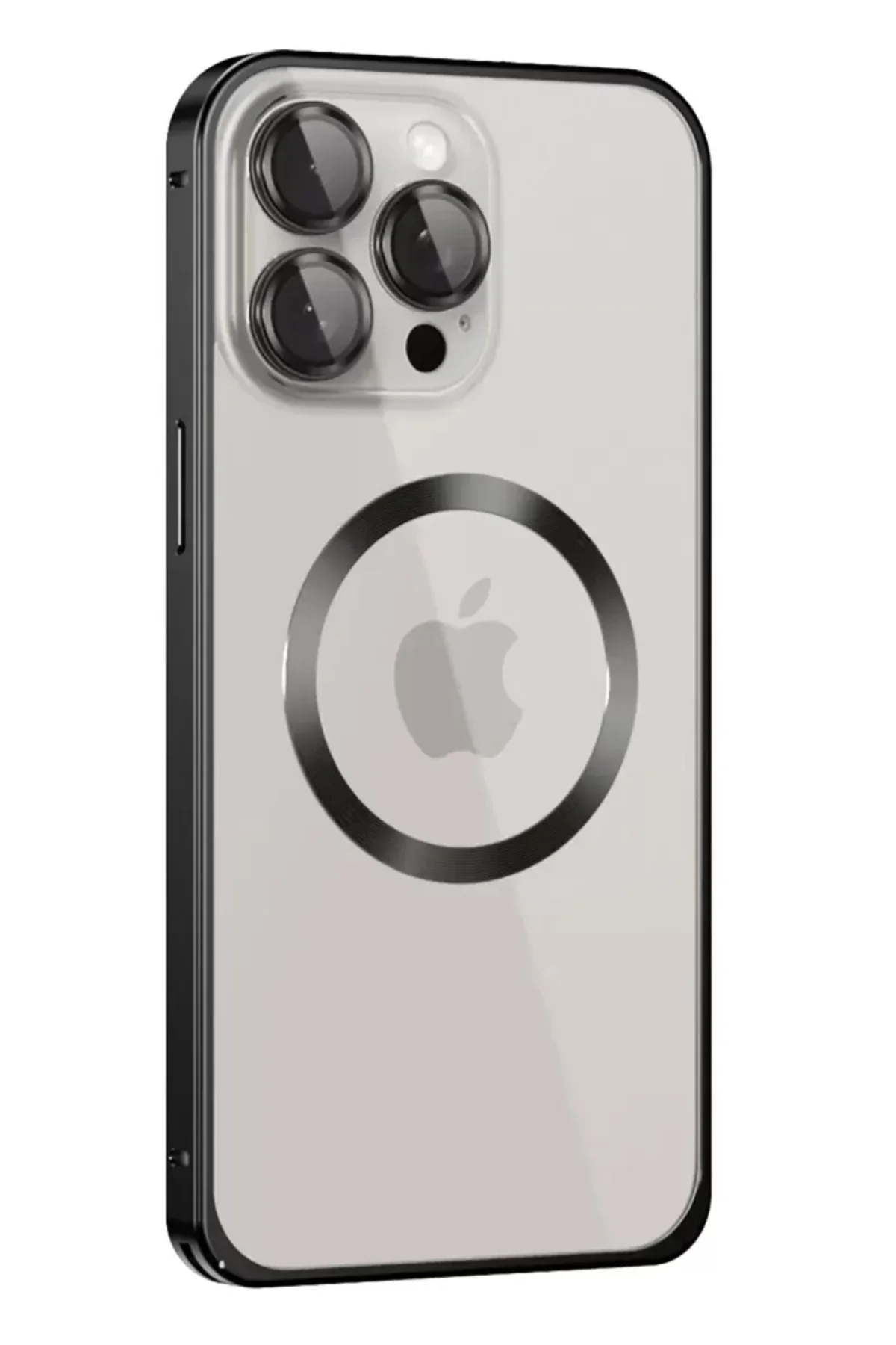Joko İphone 15 Pro Max Kılıf Metal Bumper Magneticsafe Kapak - Siyah